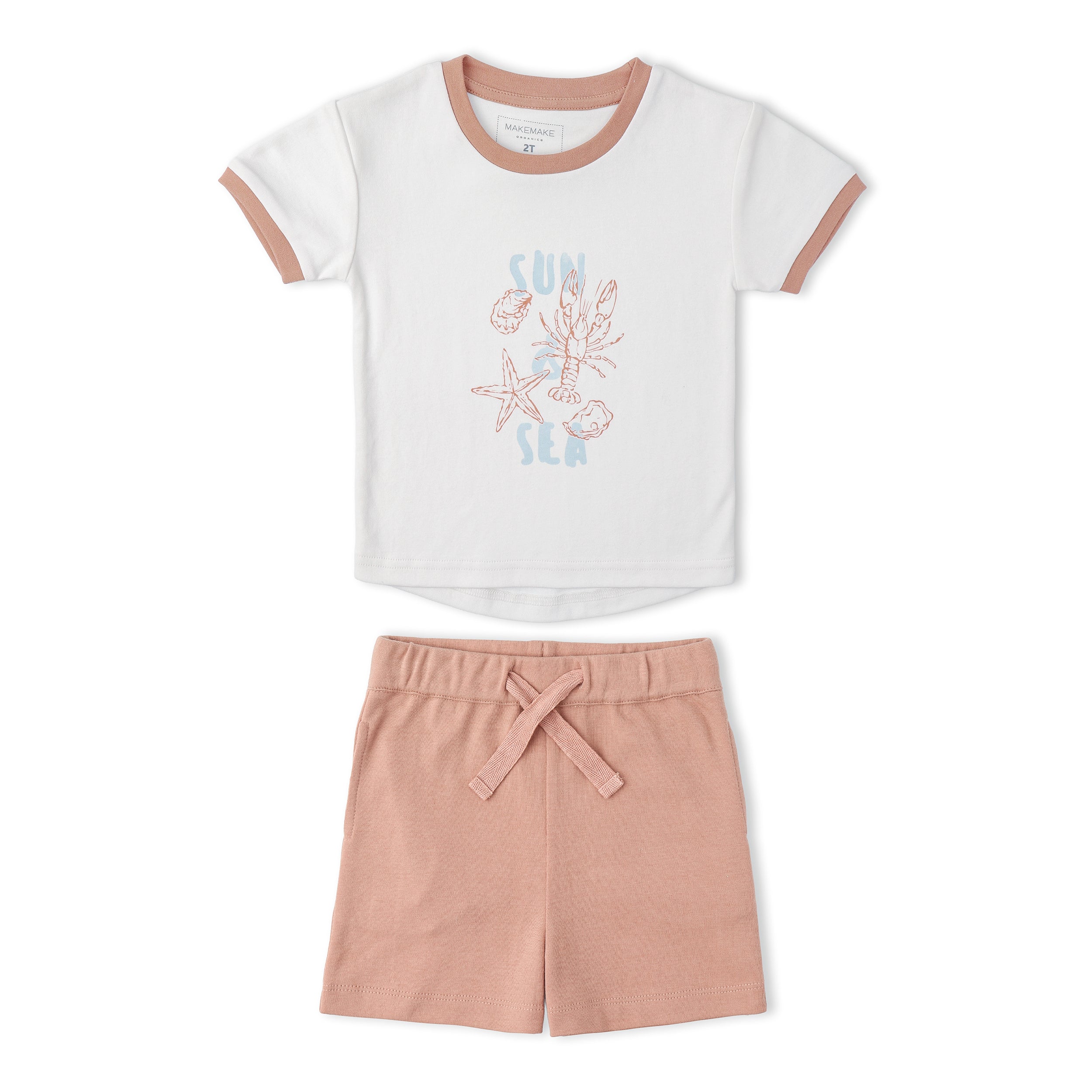 Makemake Organics - Organic Graphic Tee & Shorts Set - Beach Day