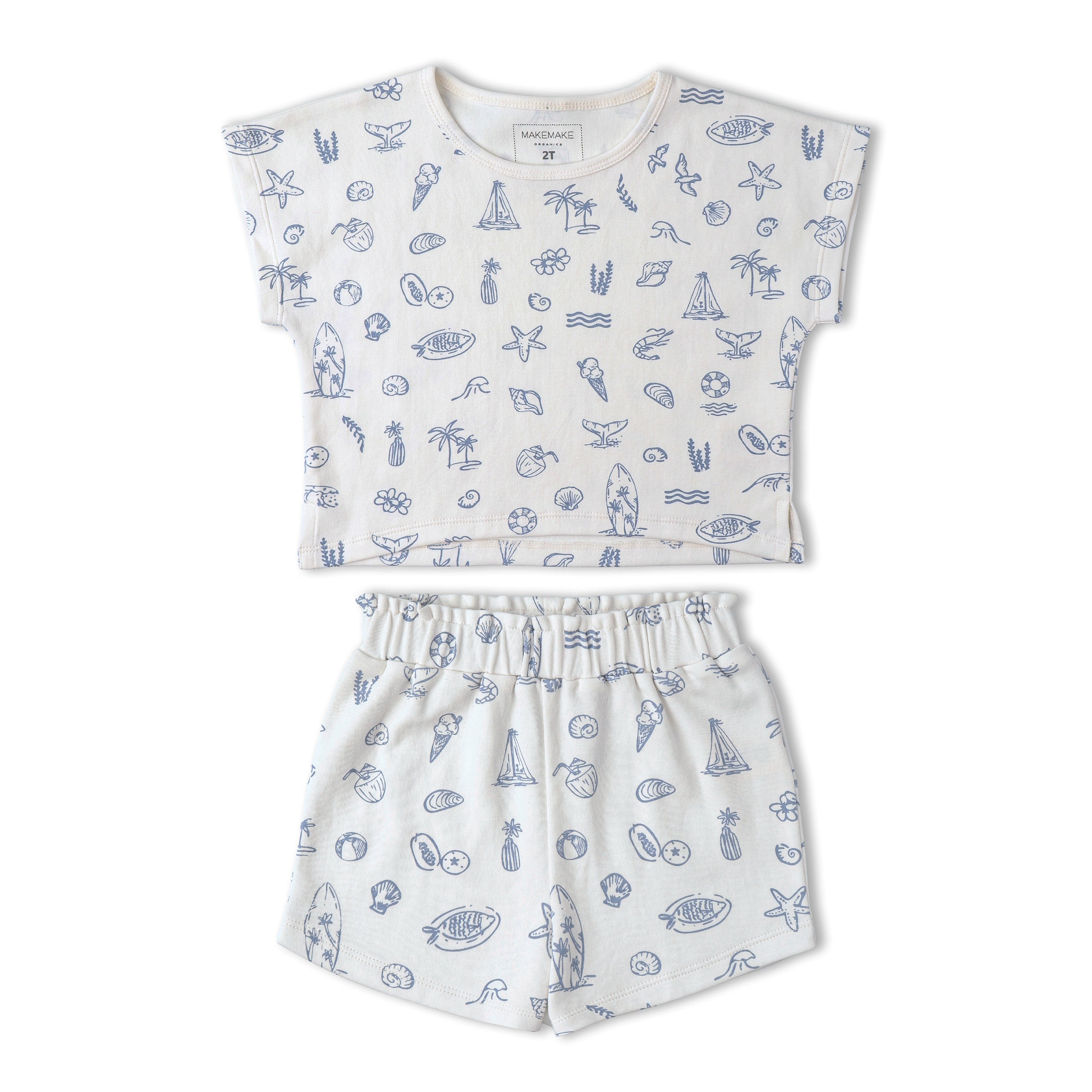 Makemake Organics - Organic Drop Shoulder Tee & Shorts Set - Coastal