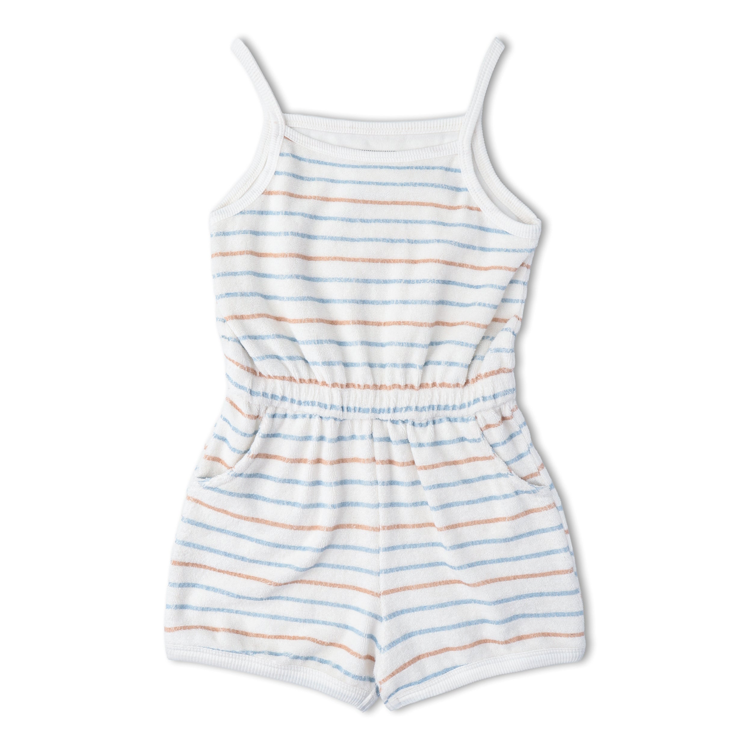 Makemake Organics - Organic Tank Romper - Cabana Stripes
