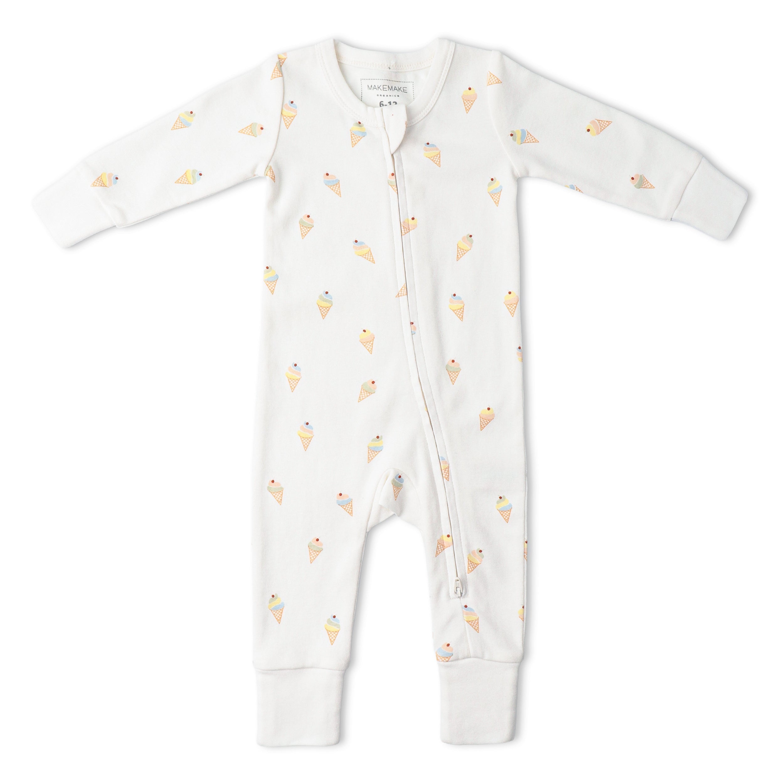 Makemake Organics - Organic 2-Way Zip Romper - Ice Cream