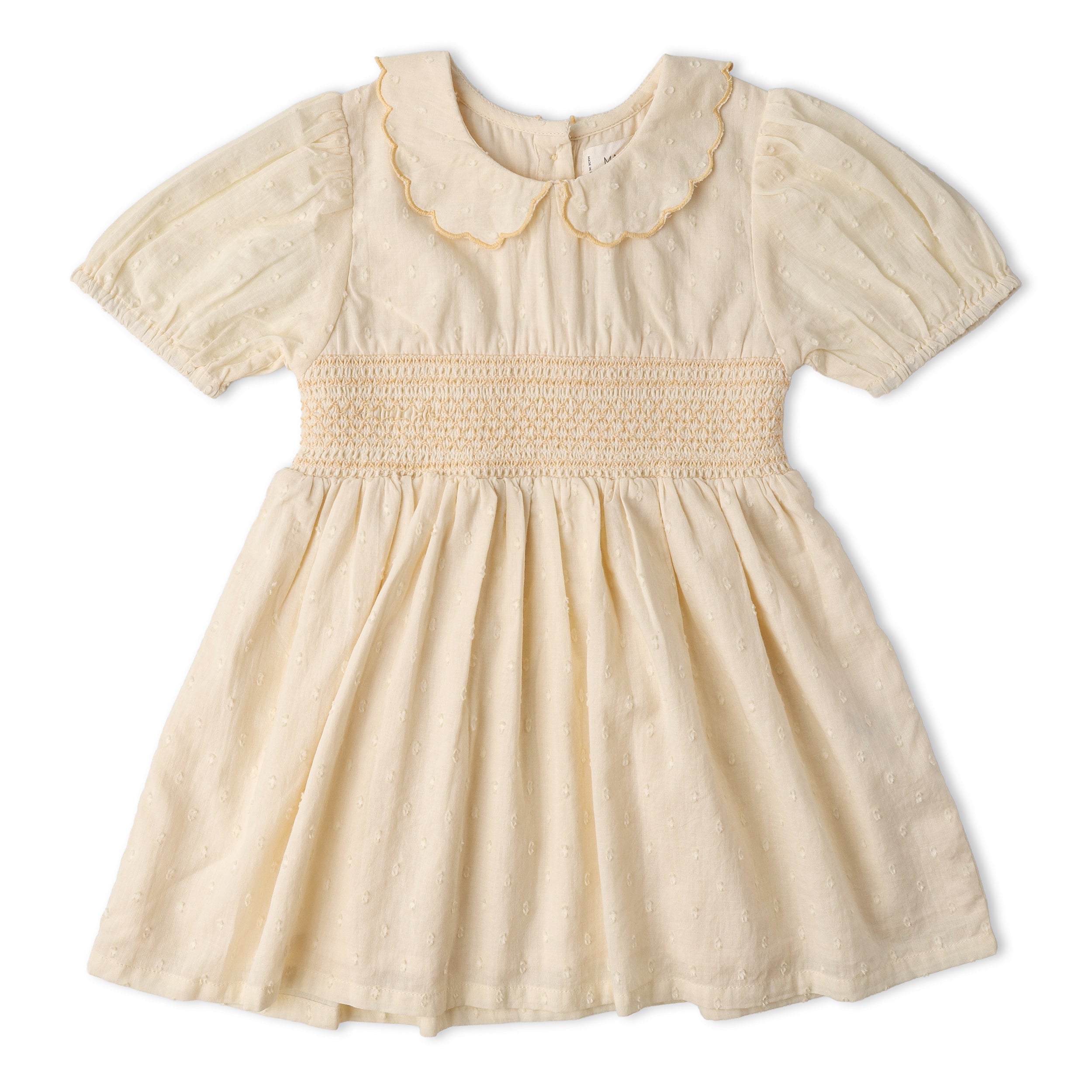 Makemake Organics - Organic Smocked Collar Dress - Butter Yellow
