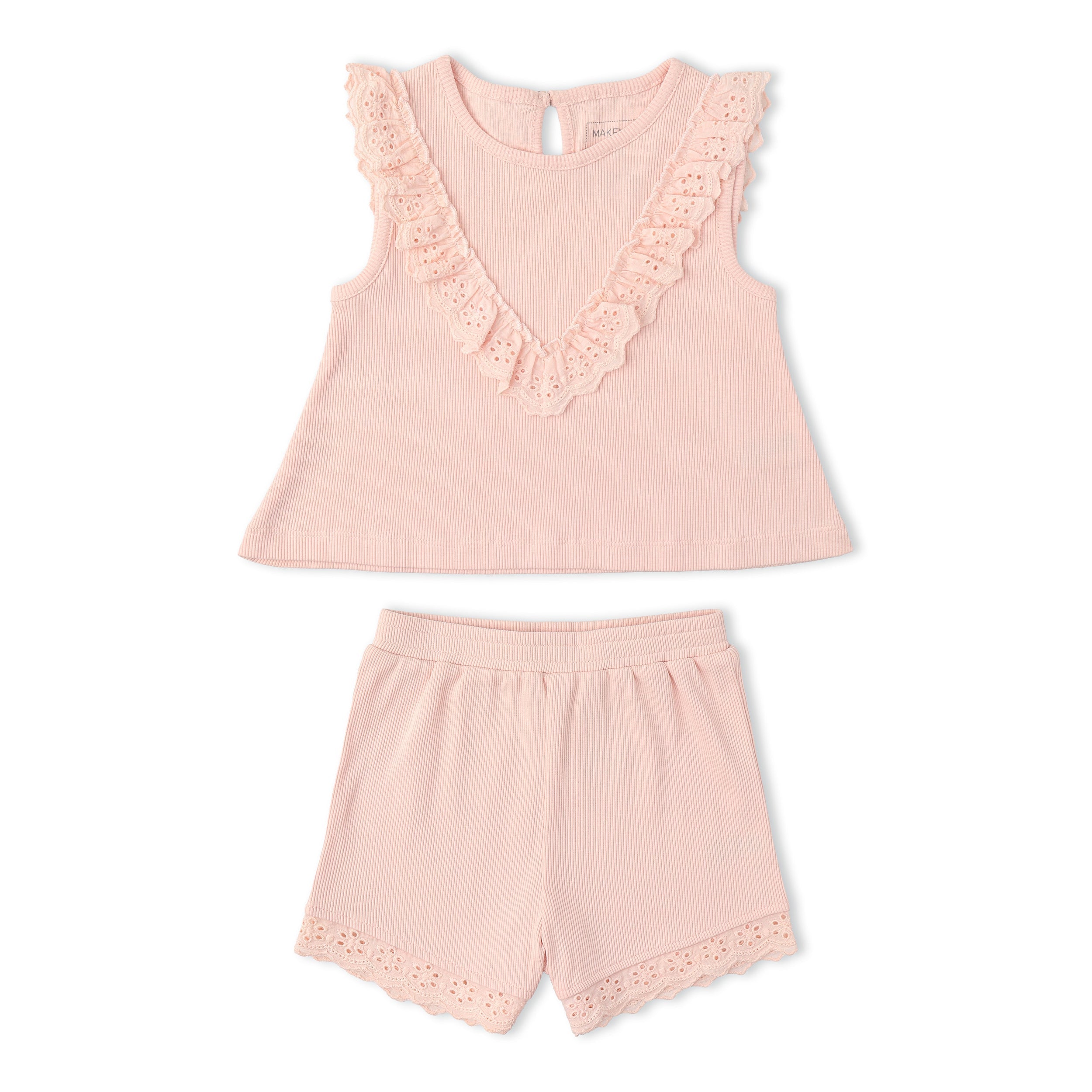 Makemake Organics - Organic Ruffle Top & Shorts Set - Blush