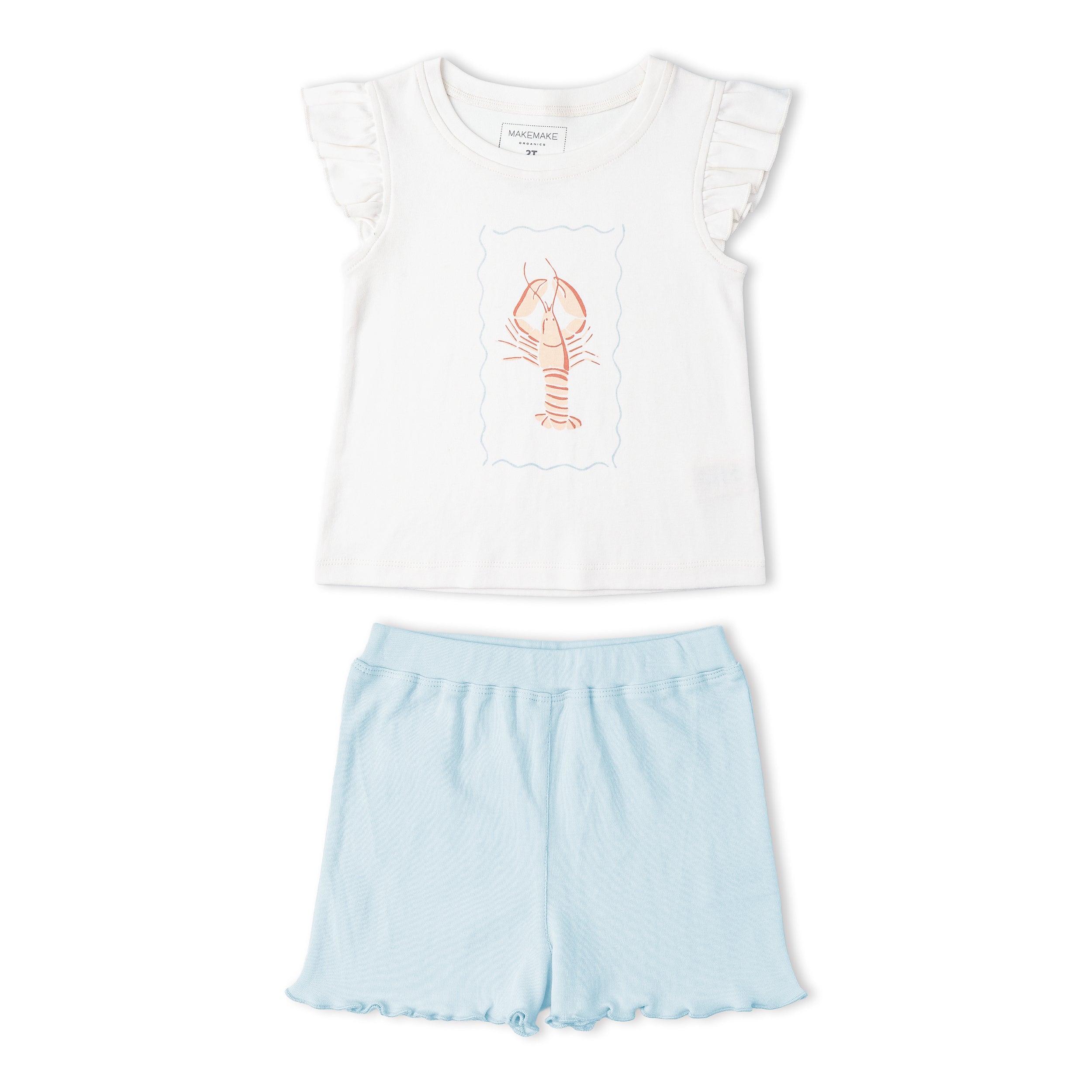 Makemake Organics - Organic Sleeveless Flutter Top & Shorts Set - Lobster