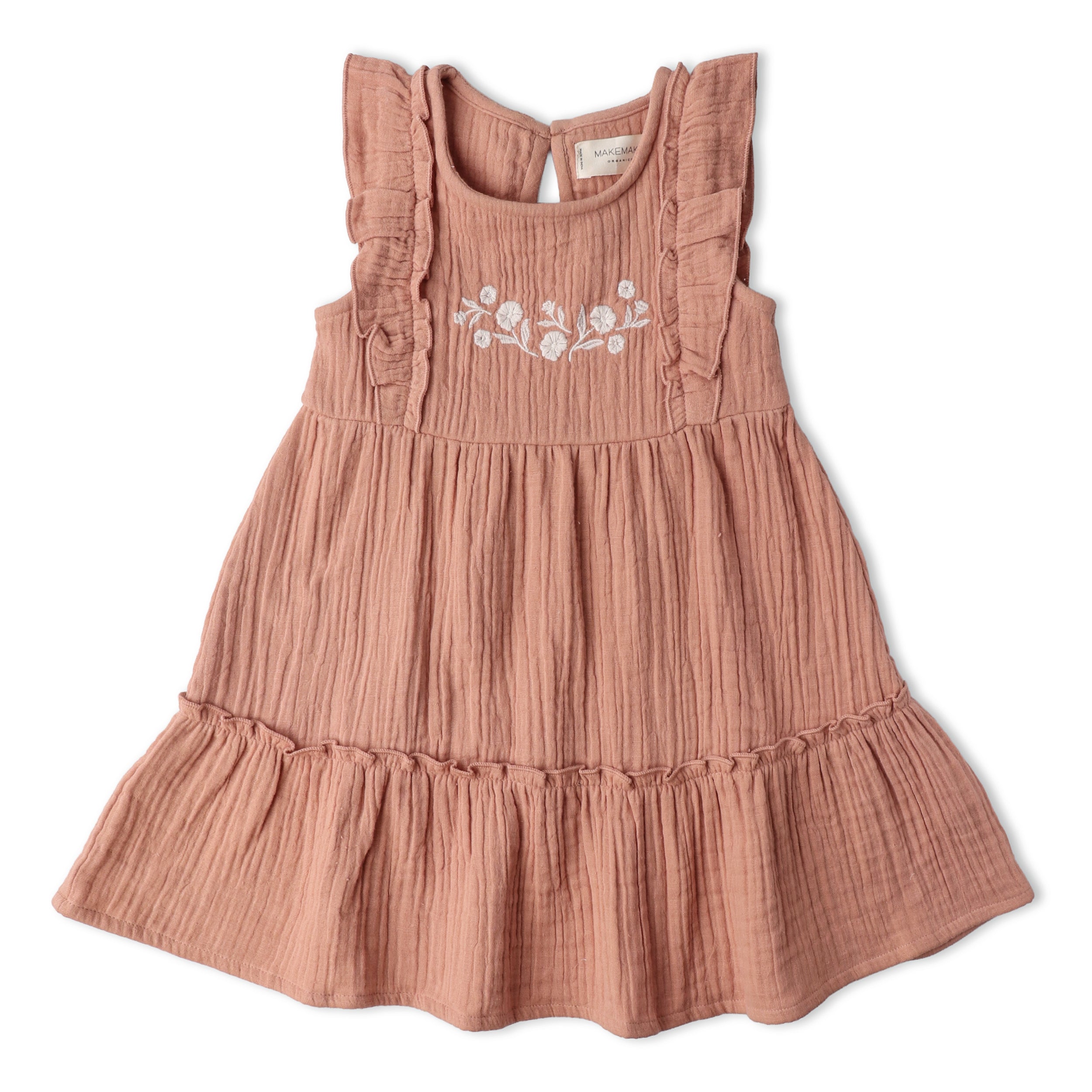 Makemake Organics - Organic Embroidered Tiered Dress - Clay