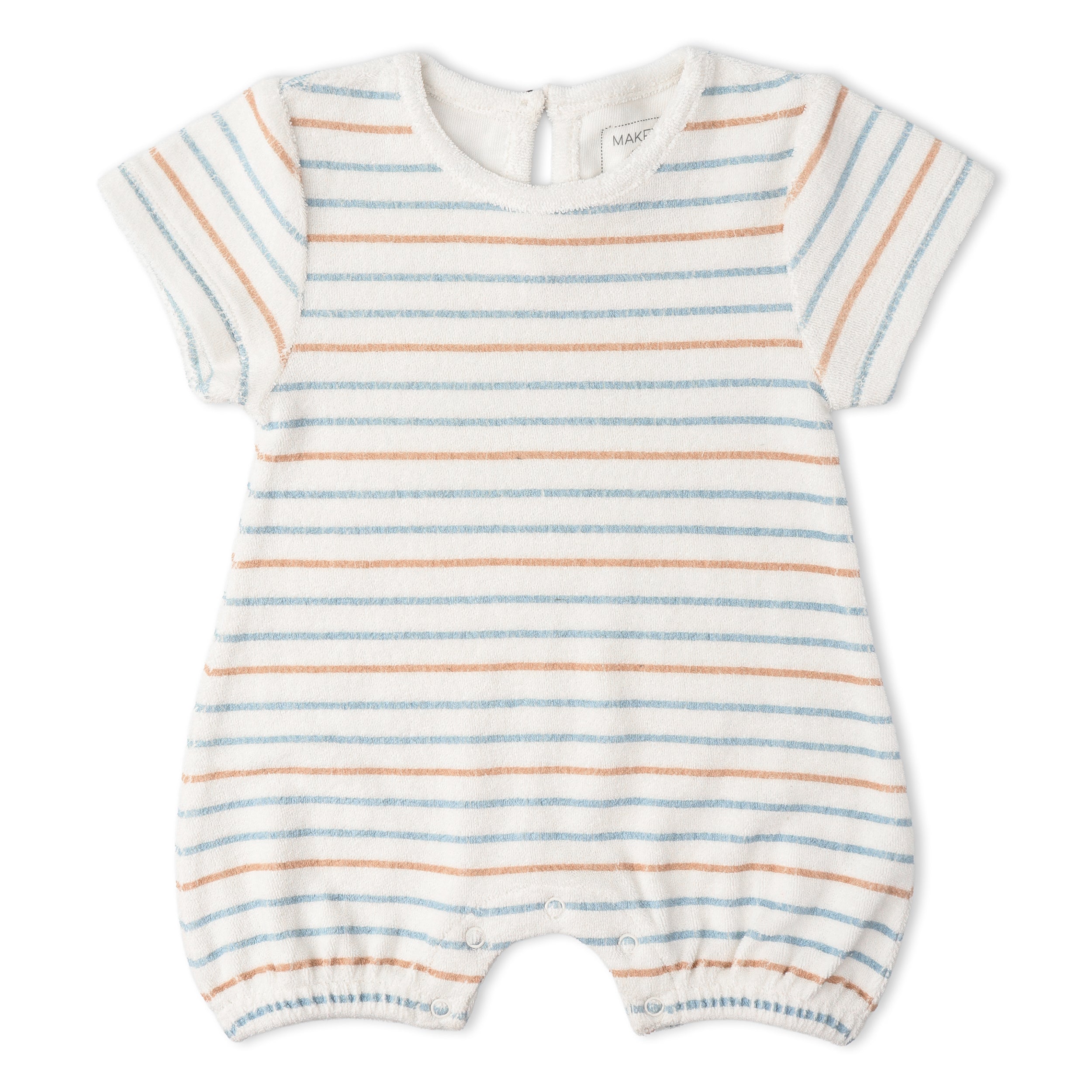 Makemake Organics - Organic Short Romper - Cabana Stripes
