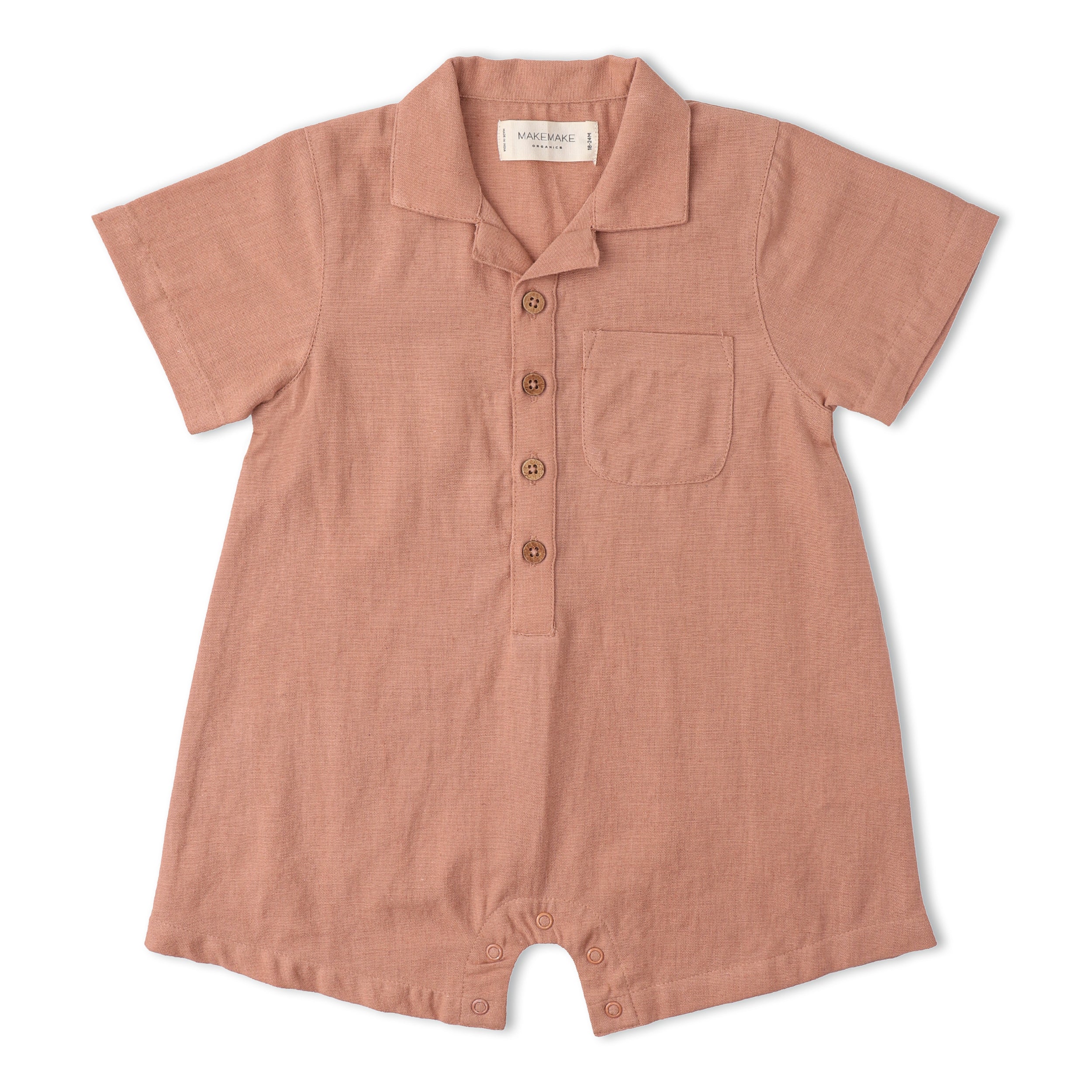 Makemake Organics - Organic Collared Romper - Clay