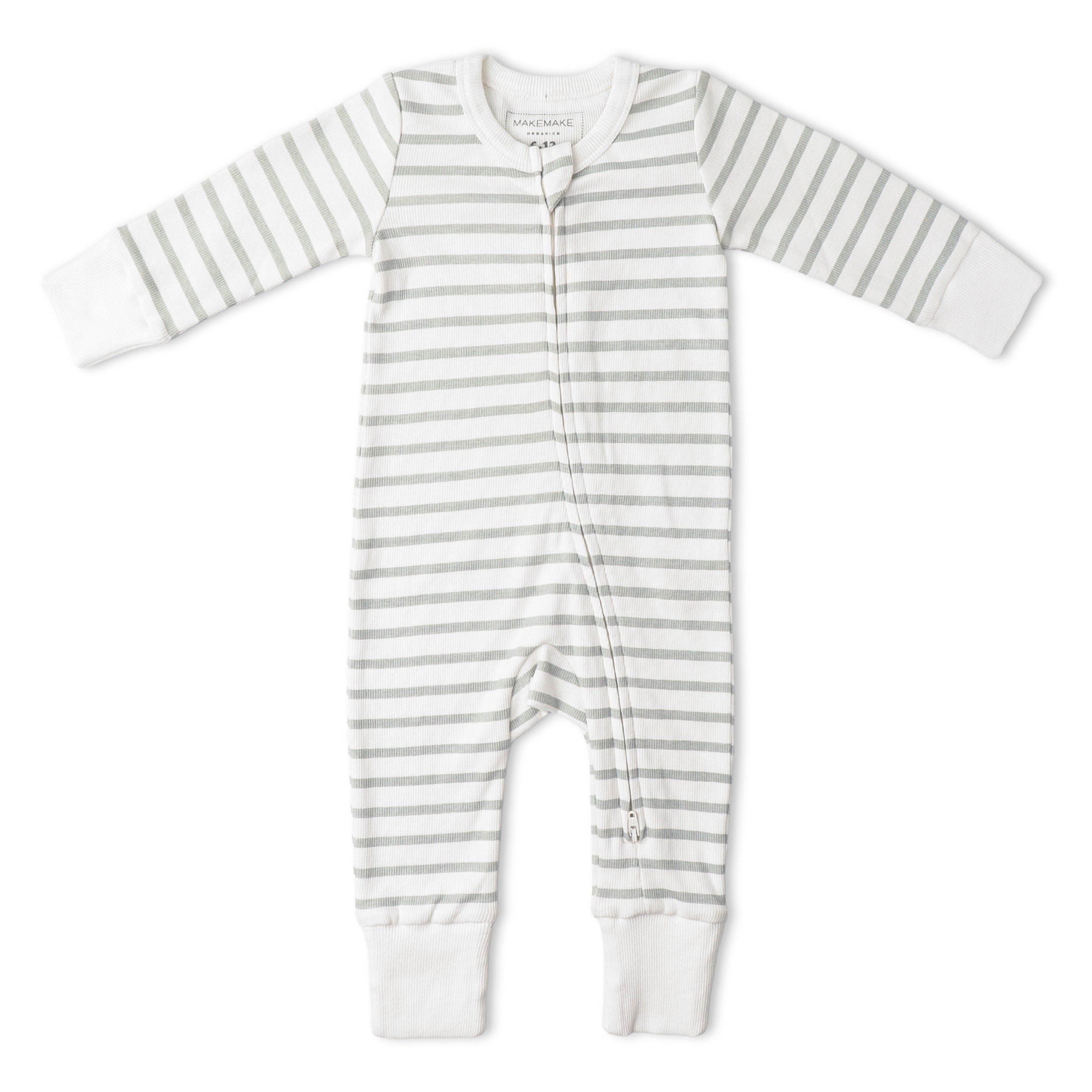 Makemake Organics - Organic 2-Way Zip Romper - Fog Stripes