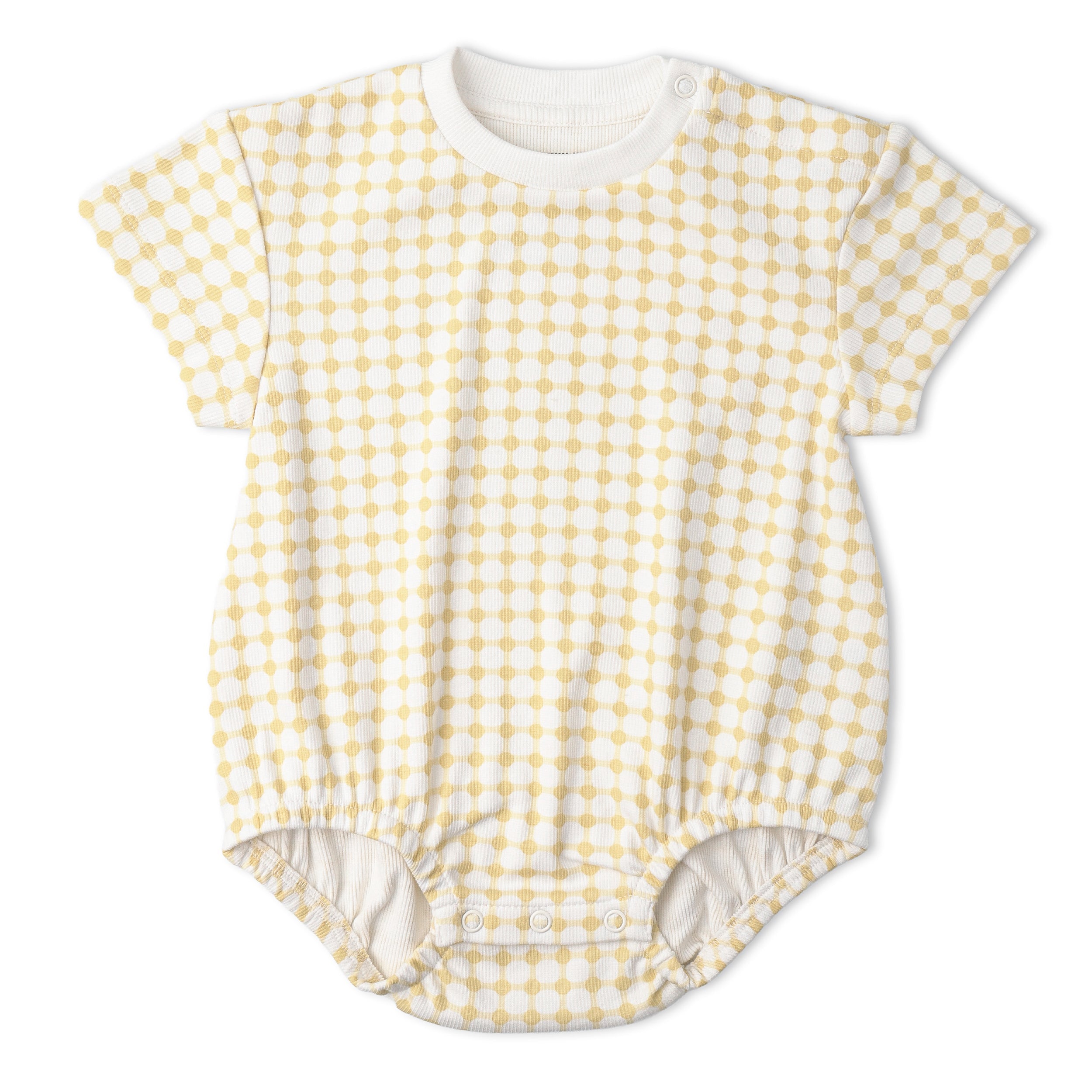 Makemake Organics - Organic Short Sleeve Bubble Romper - Dotty Gingham