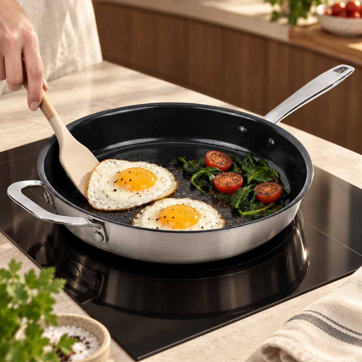 Alva Cookware 5-Ply Nonstick Stainless Frying Pan