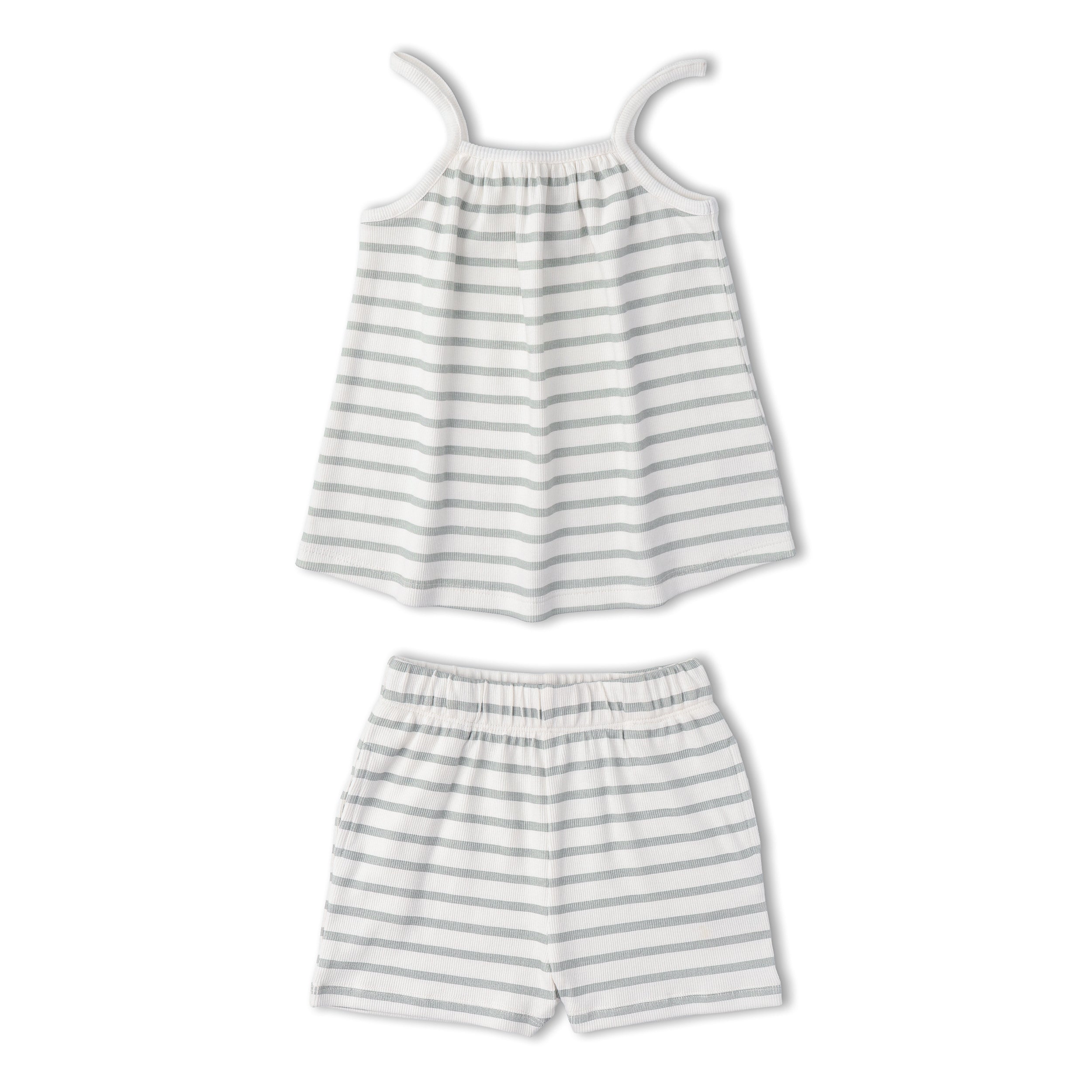 Makemake Organics - Organic Tank Top & Shorts Set - Fog Stripes
