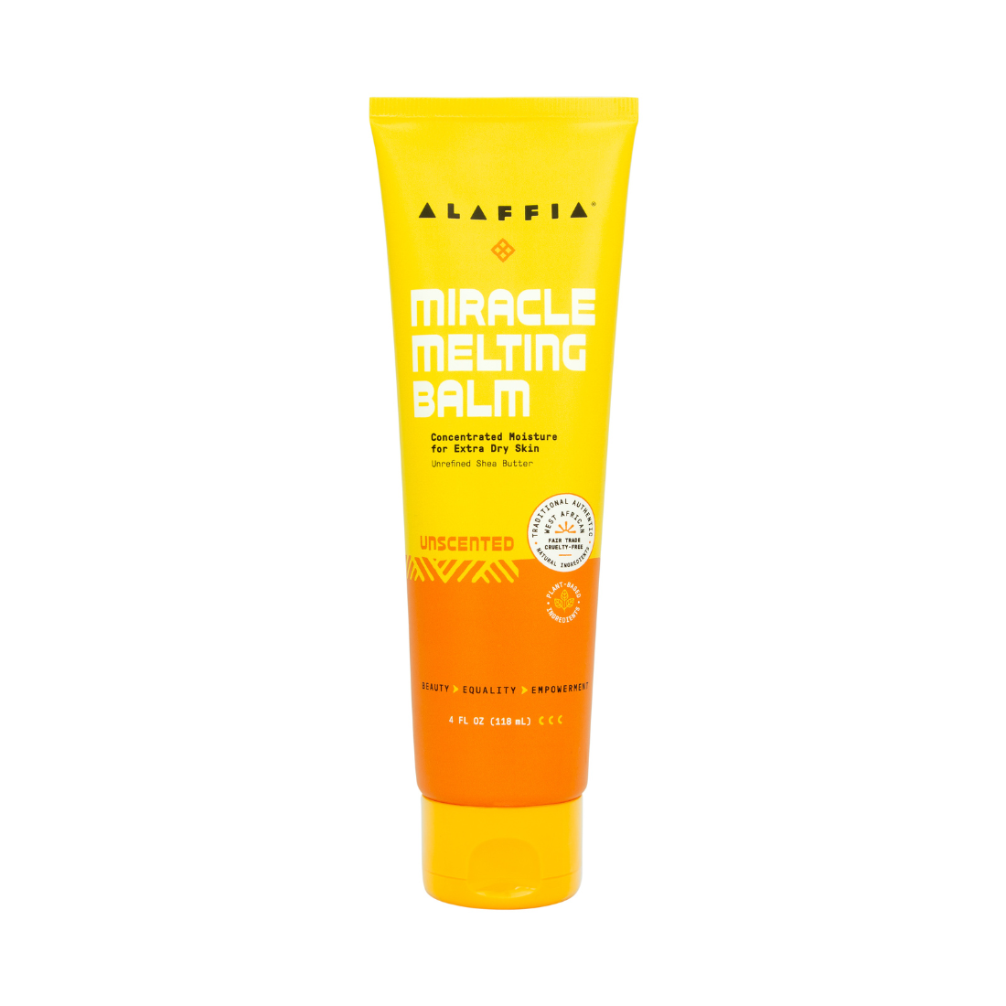 Tube of Alaffia Miracle Melting Balm on a white background