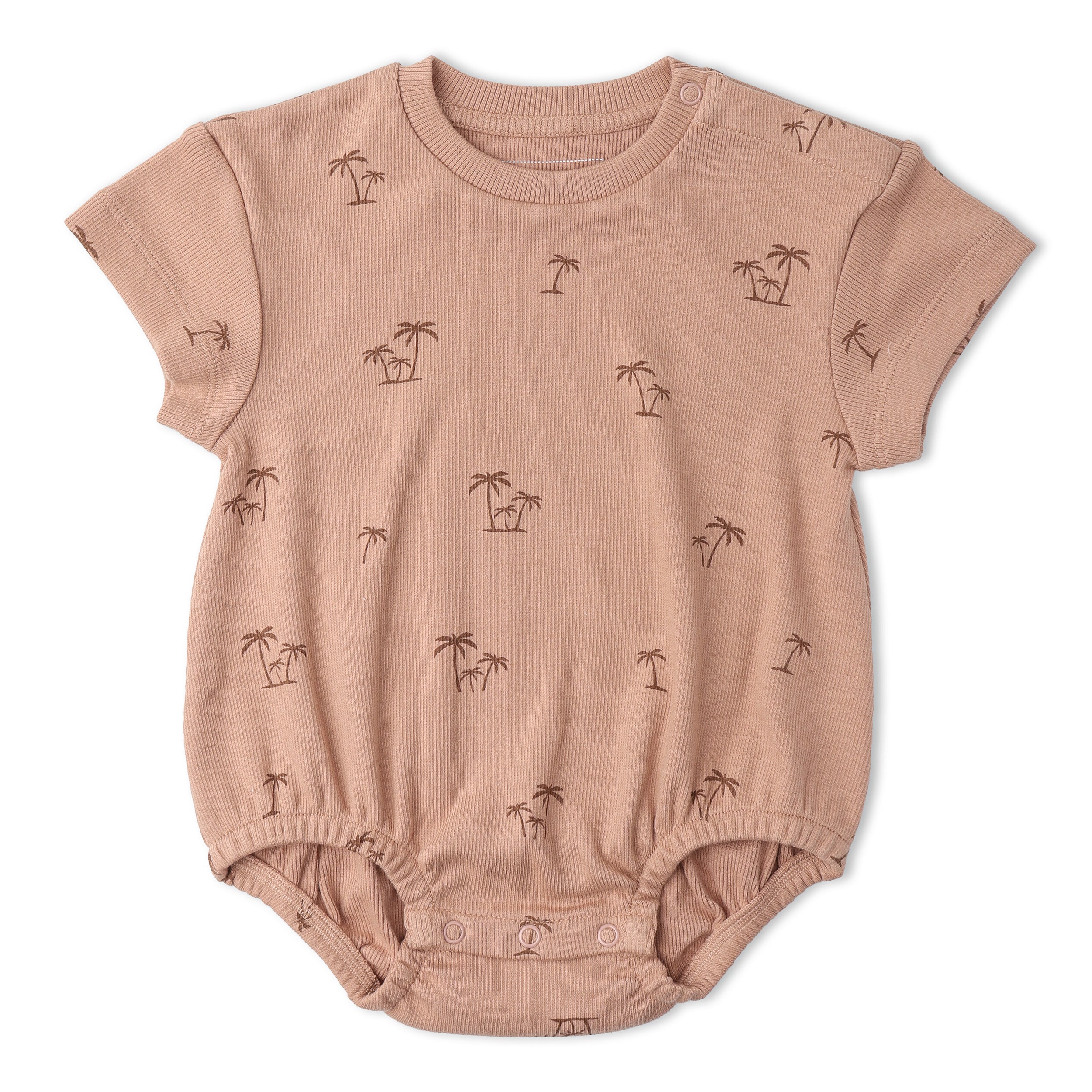 Makemake Organics - Organic Short Sleeve Bubble Romper - Island Palm