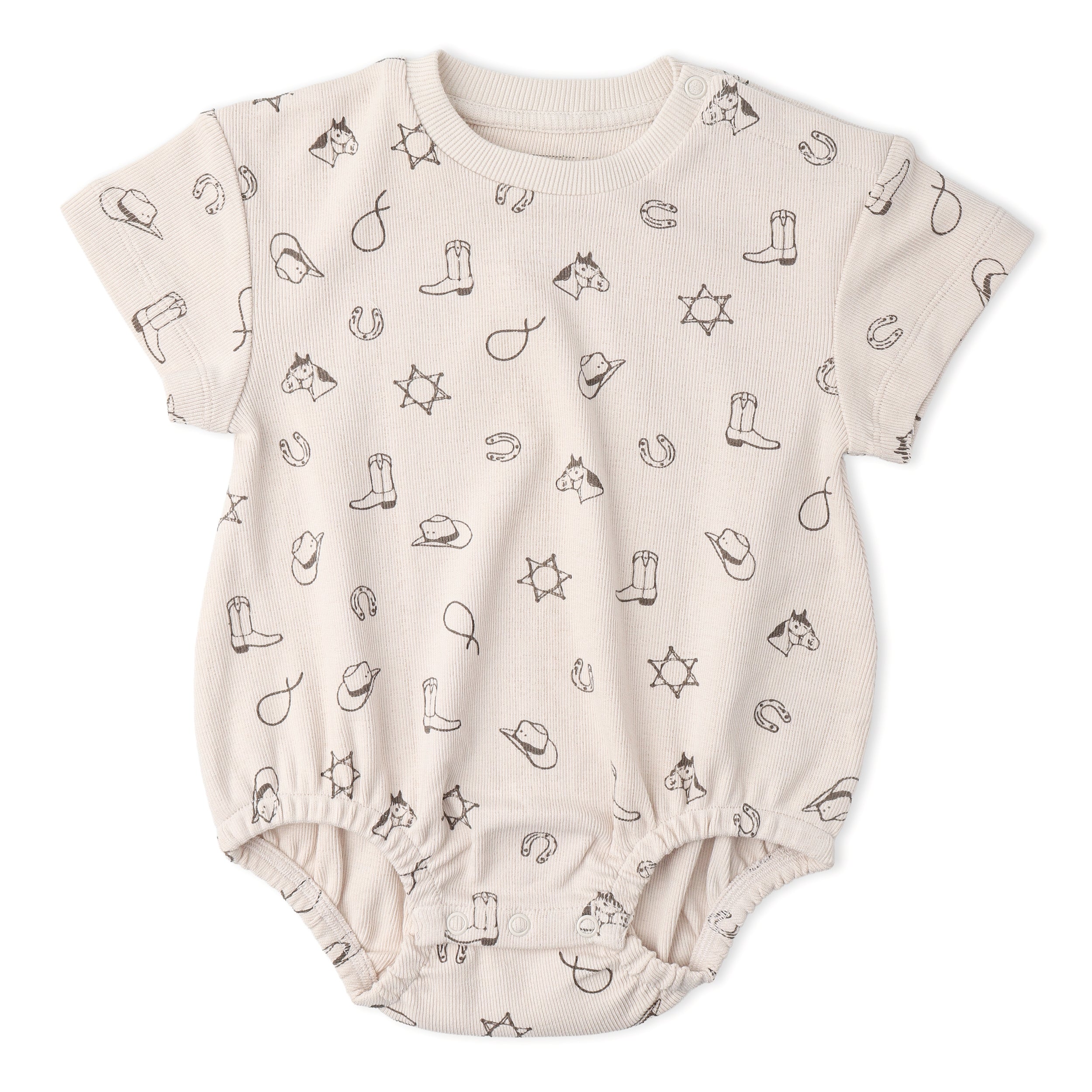 Makemake Organics - Organic Short Sleeve Bubble Romper - Rodeo