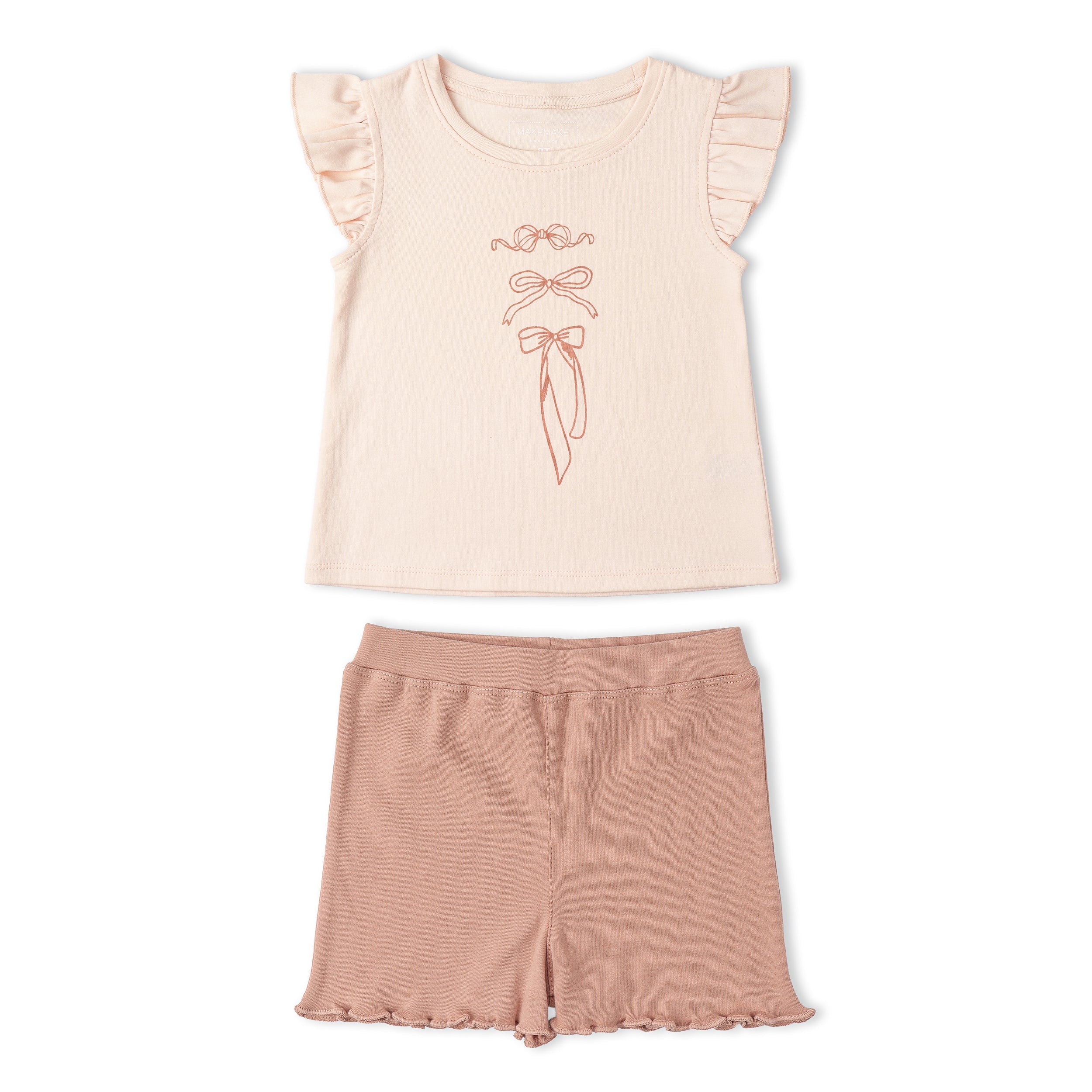Makemake Organics - Organic Sleeveless Flutter Top & Shorts Set - Bows