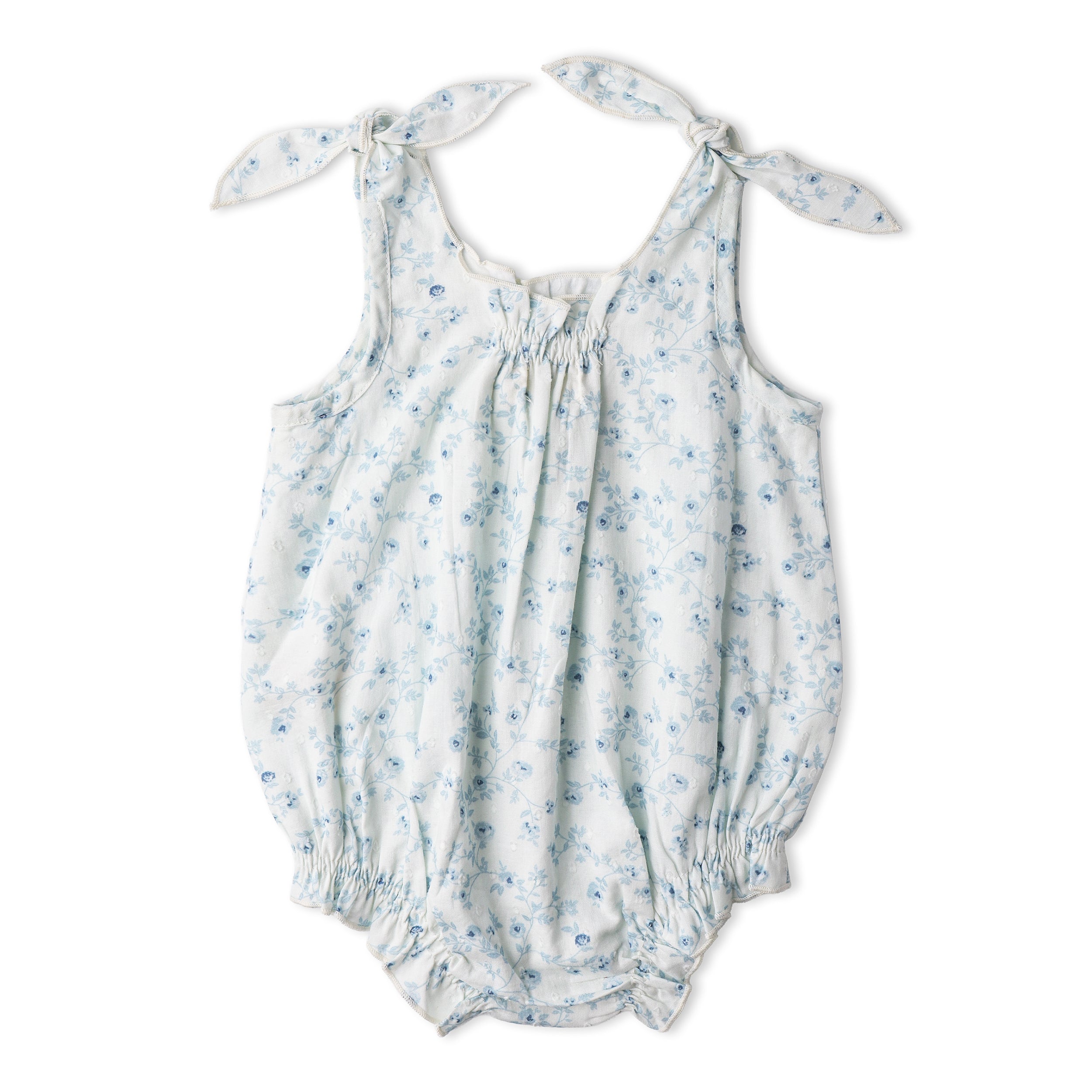 Makemake Organics - Organic Tie Shoulder Bubble Romper - Ivy Floral