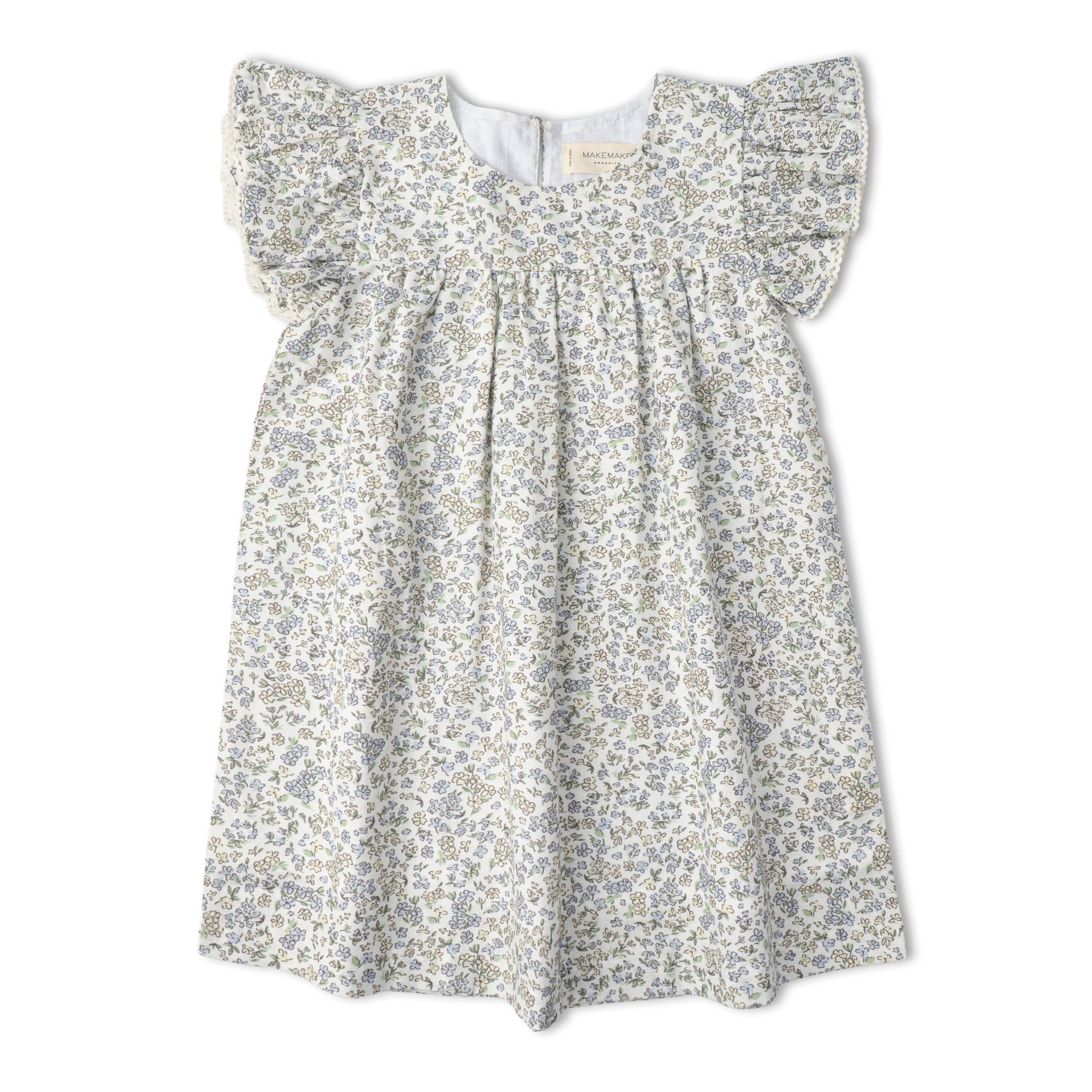 Makemake Organics - Organic Short Sleeve Flutter Dress - Tulle Floral
