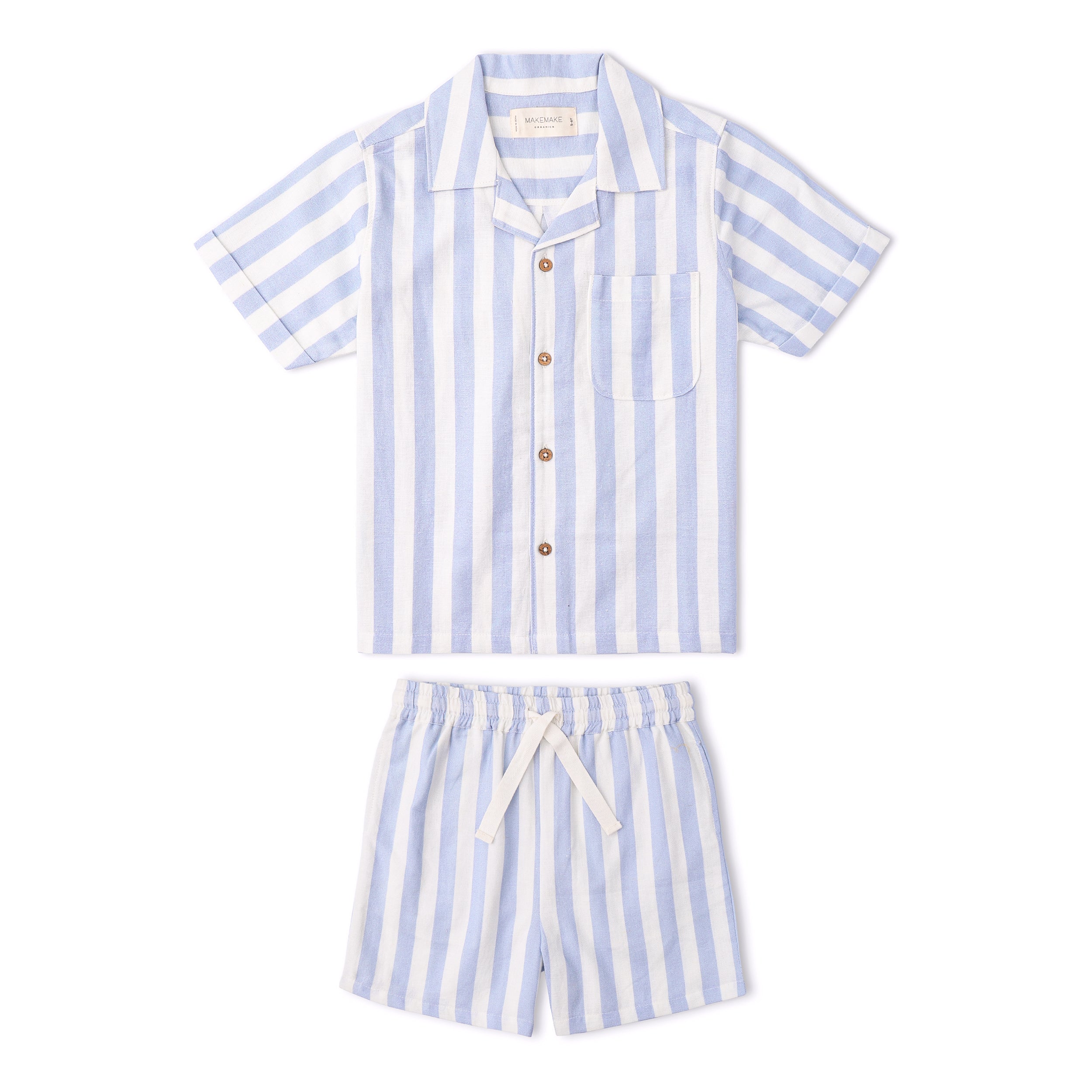 Makemake Organics - Organic Shirt & Shorts Set - Blue Stripes