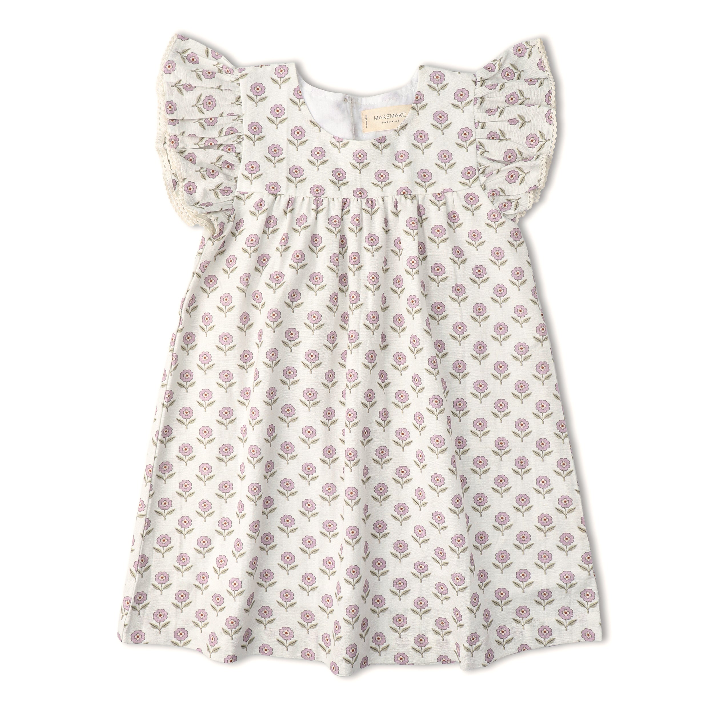 Makemake Organics - Organic Short Sleeve Flutter Dress - Lavender