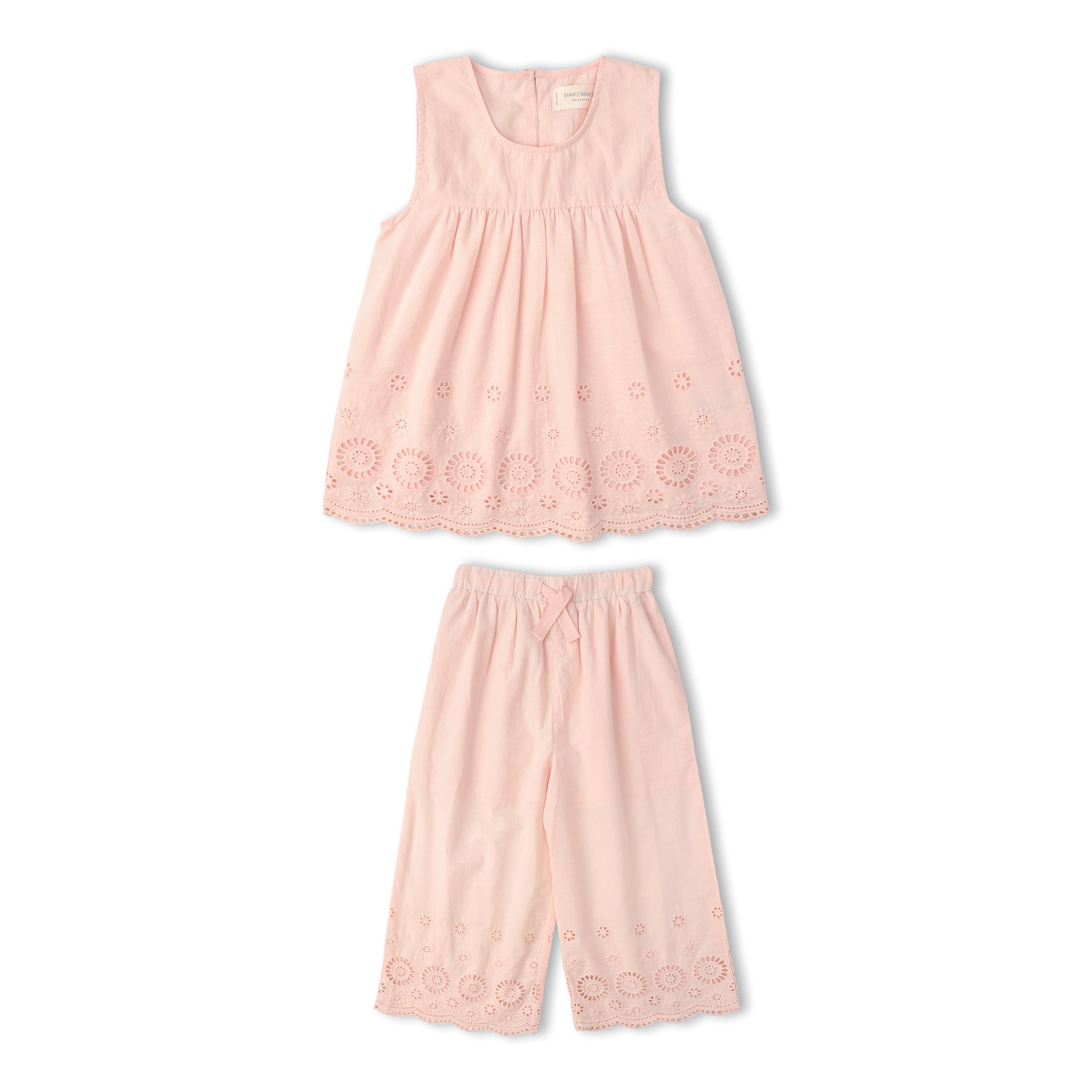 Makemake Organics - Organic Eyelet Top And Pant Set - Blush Eyelet