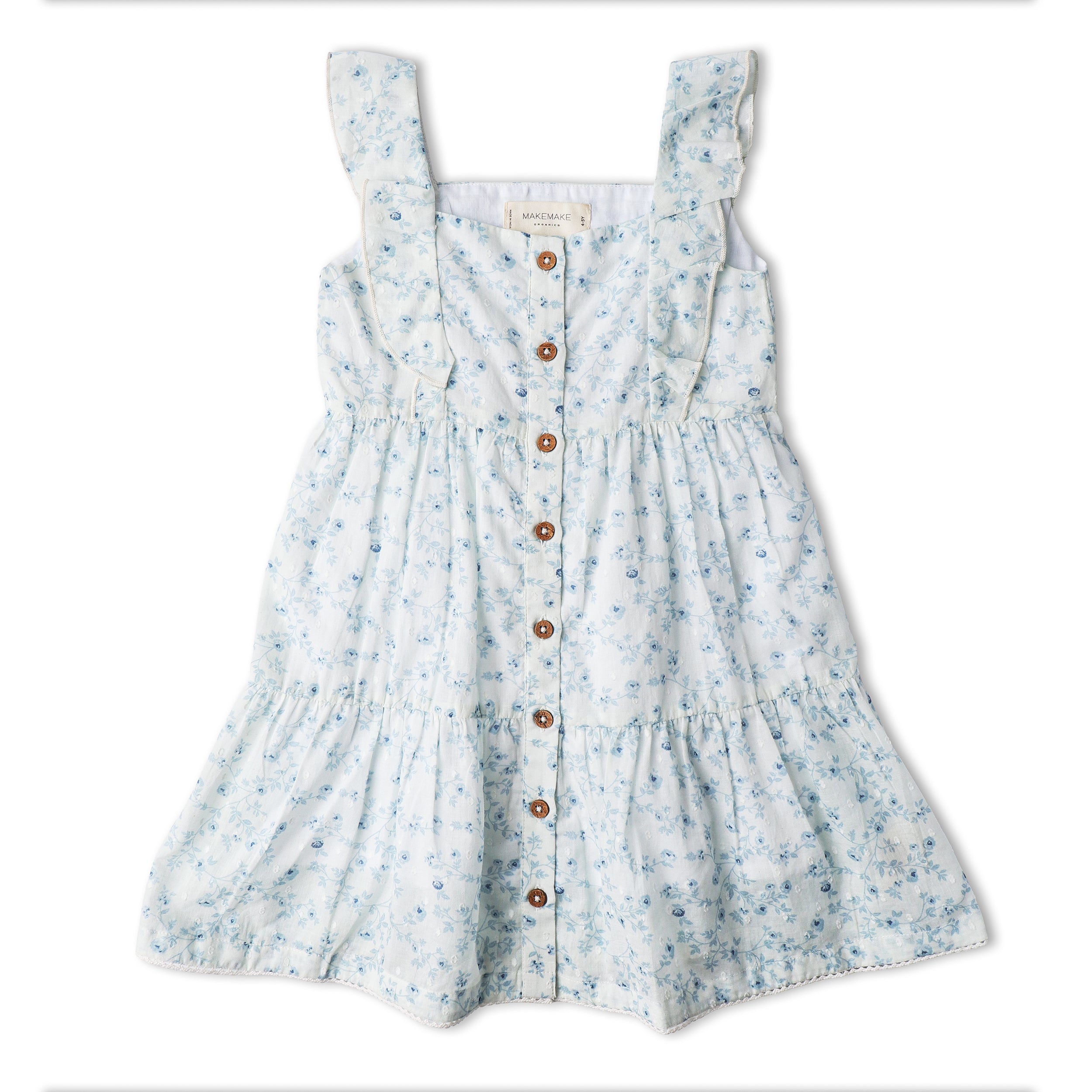 Makemake Organics - Organic Flutter Buttoned Tiered Dress - Ivy Floral