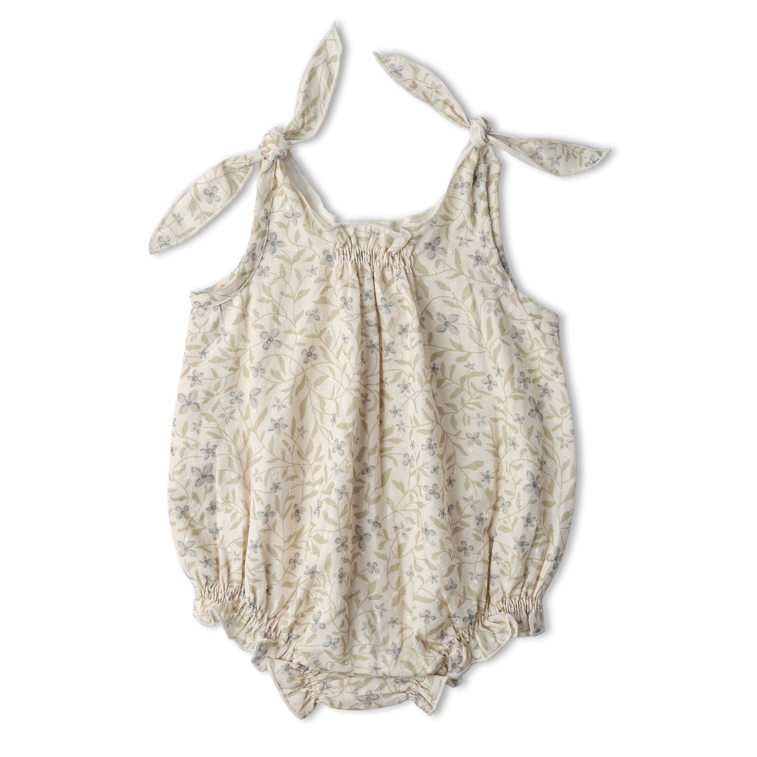 Makemake Organics - Organic Tie Shoulder Bubble Romper - Bluebelle