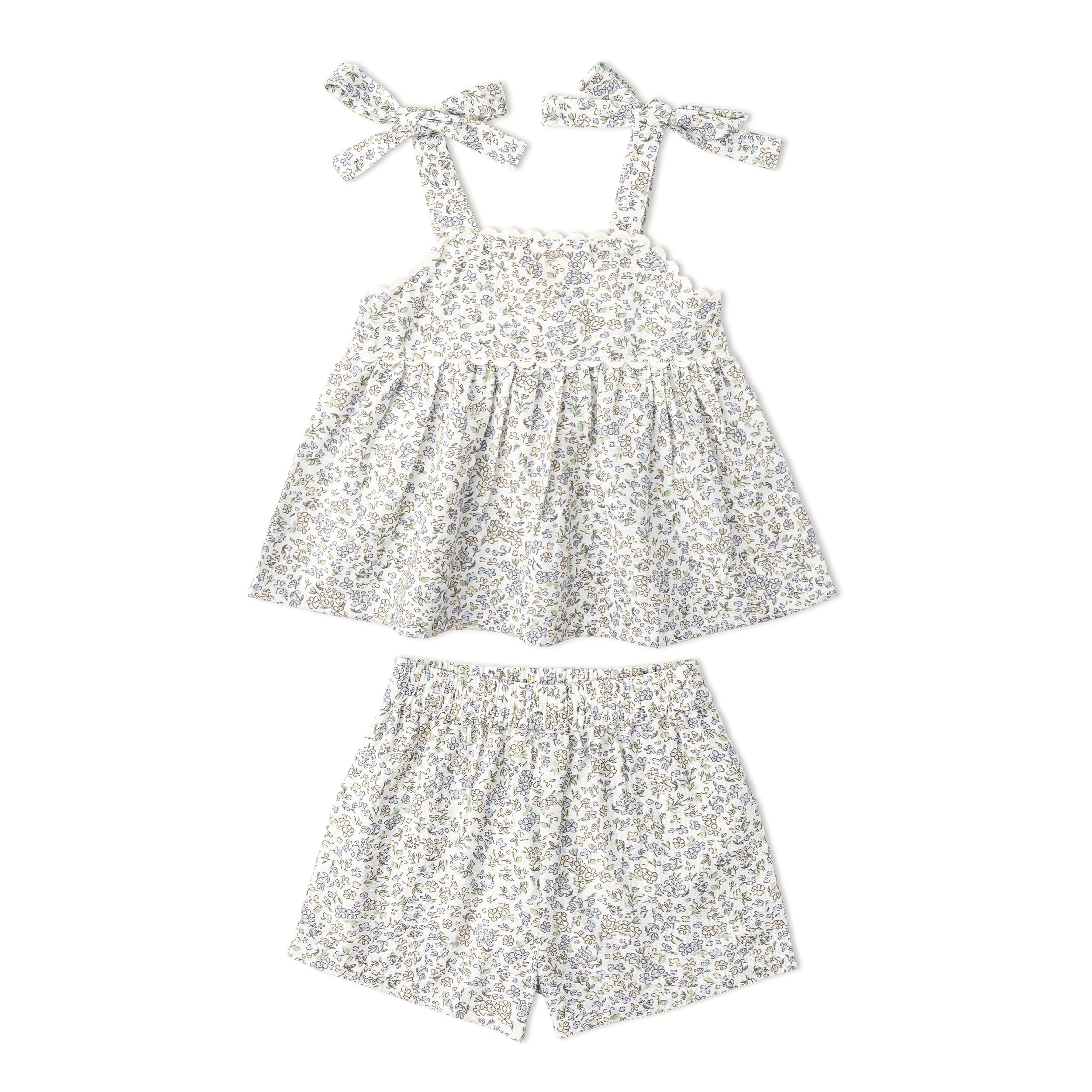 Makemake Organics - Organic Tie Up Top & Shorts Set - Tulle Floral