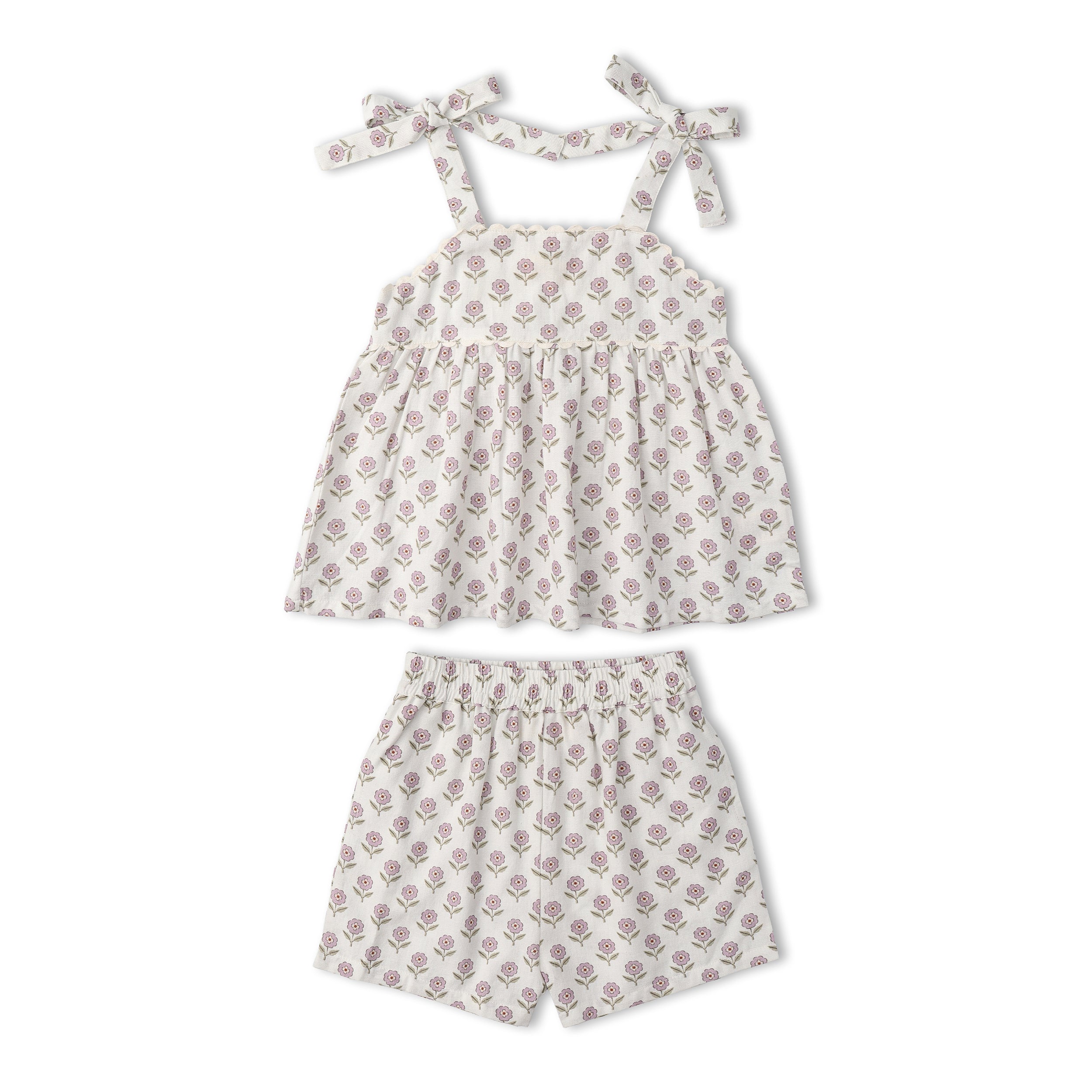 Makemake Organics - Organic Tie Up Top & Shorts Set - Lavender