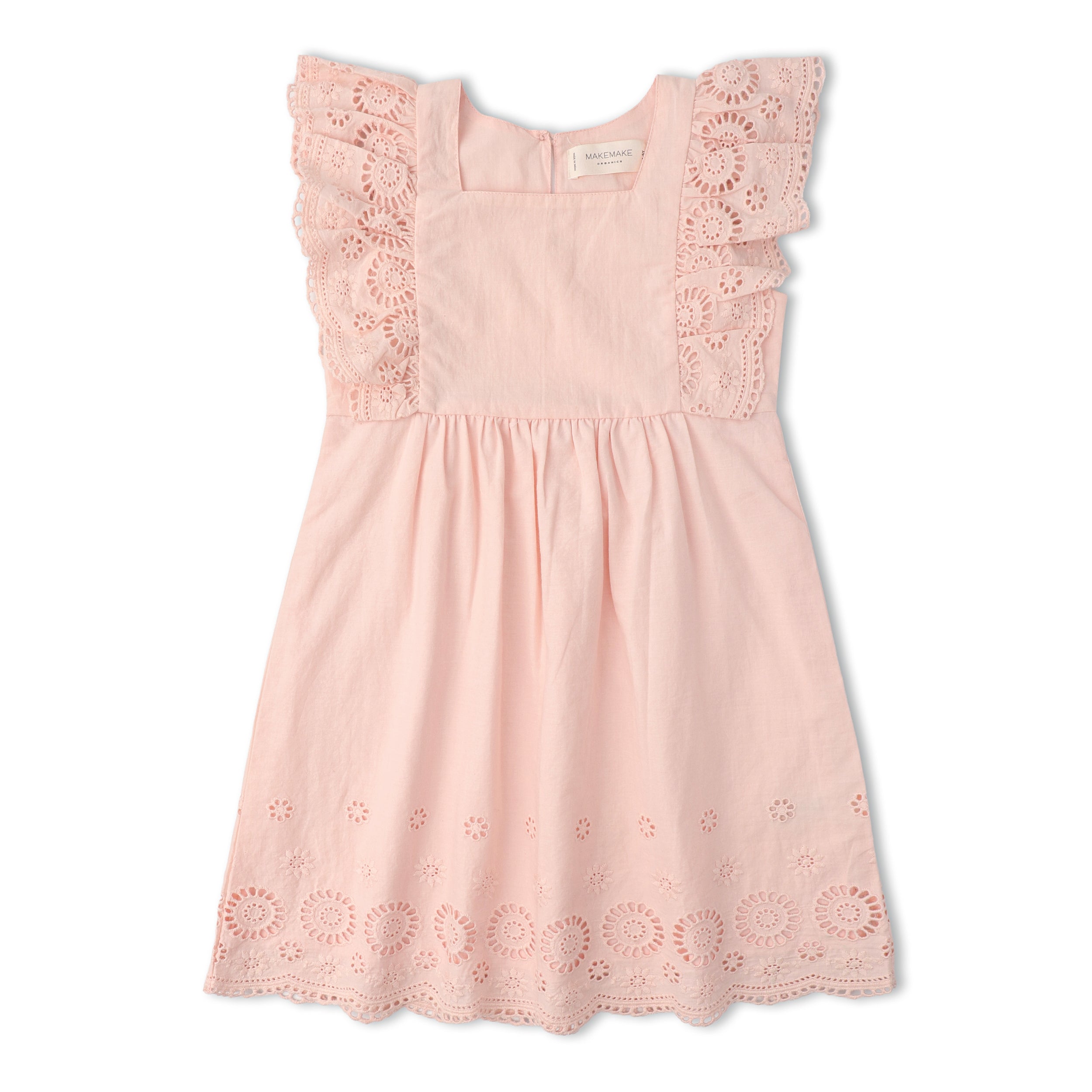 Makemake Organics - Organic Eyelet Flutter Dress - Blush Eyelet