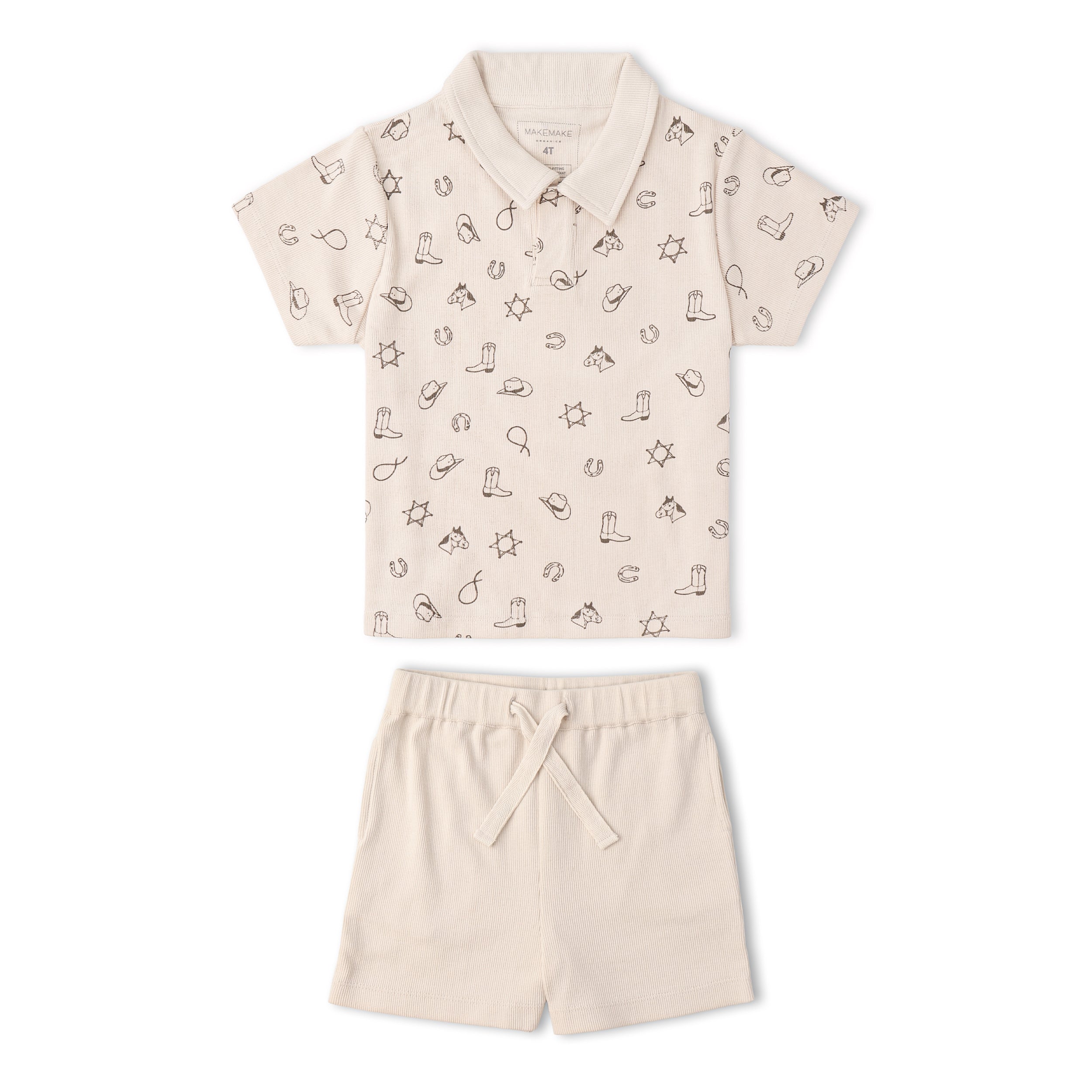 Makemake Organics - Organic Collar Tee & Shorts Set - Rodeo