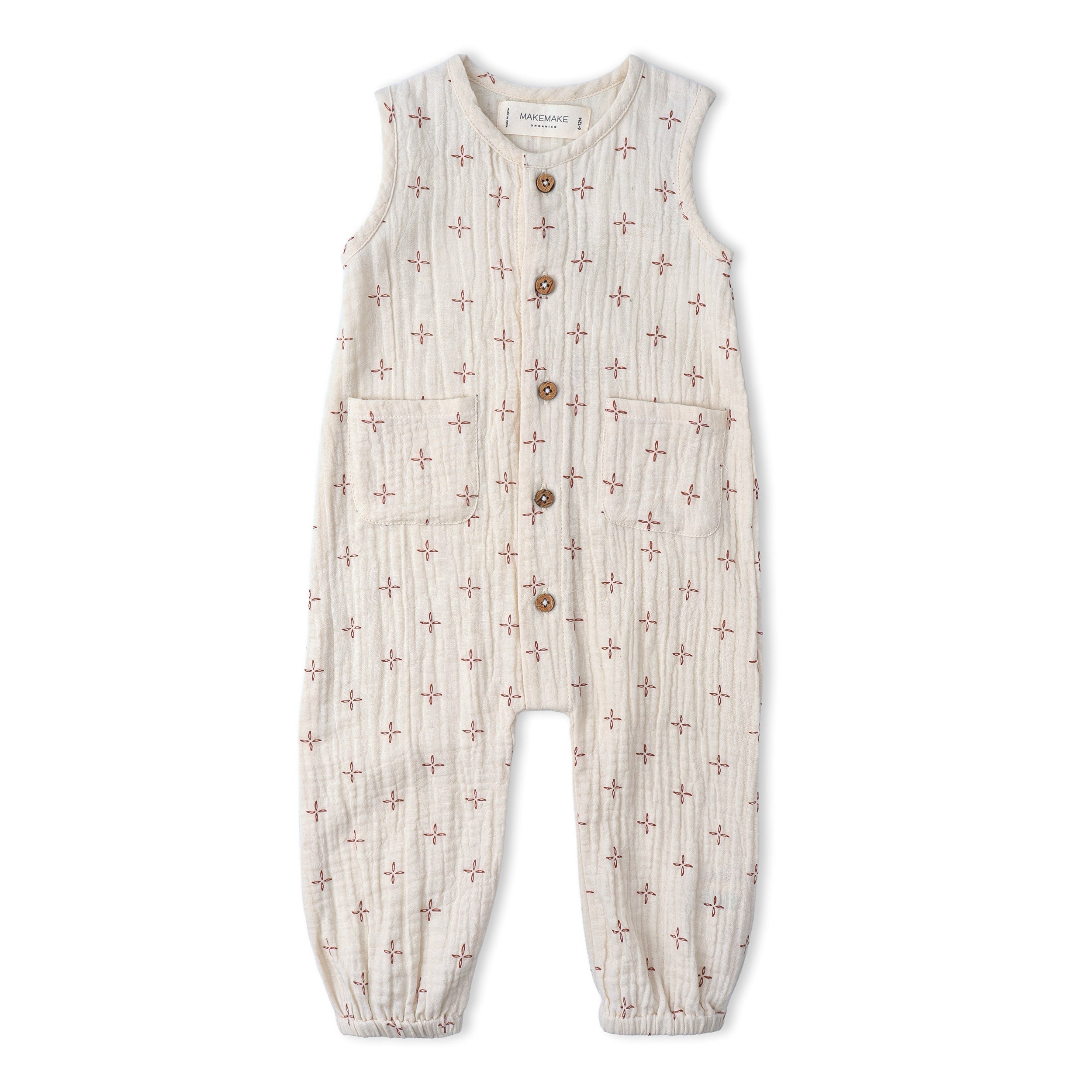 Makemake Organics - Organic Buttoned Jumpsuit - Cross
