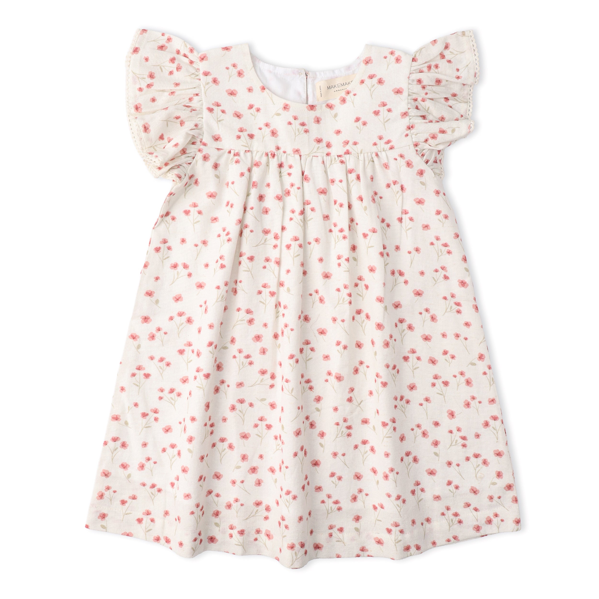 Makemake Organics - Organic Short Sleeve Flutter Dress - Pink  Bloom