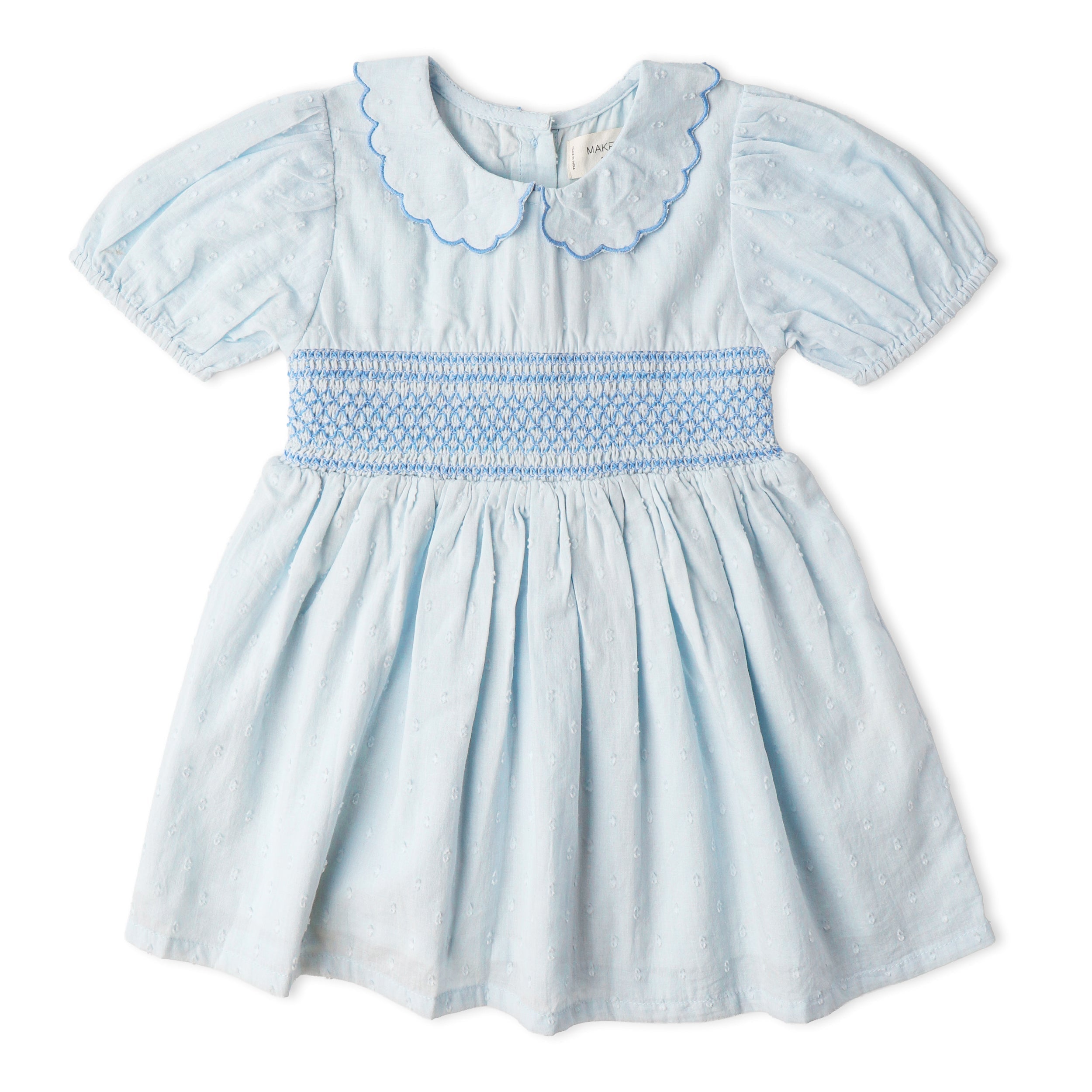 Makemake Organics - Organic Smocked Collar Dress - Light Blue