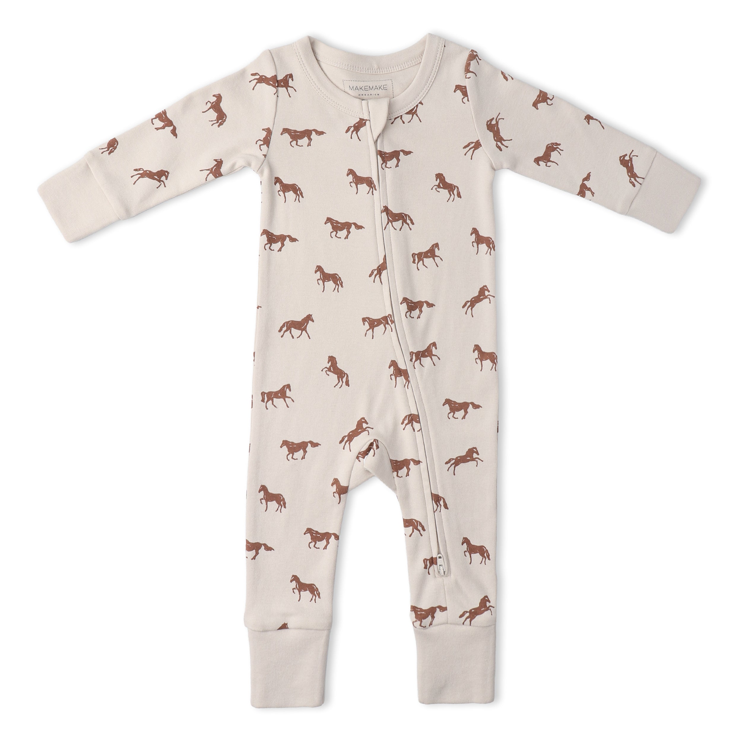 Makemake Organics - Organic 2-Way Zip Romper - Horses