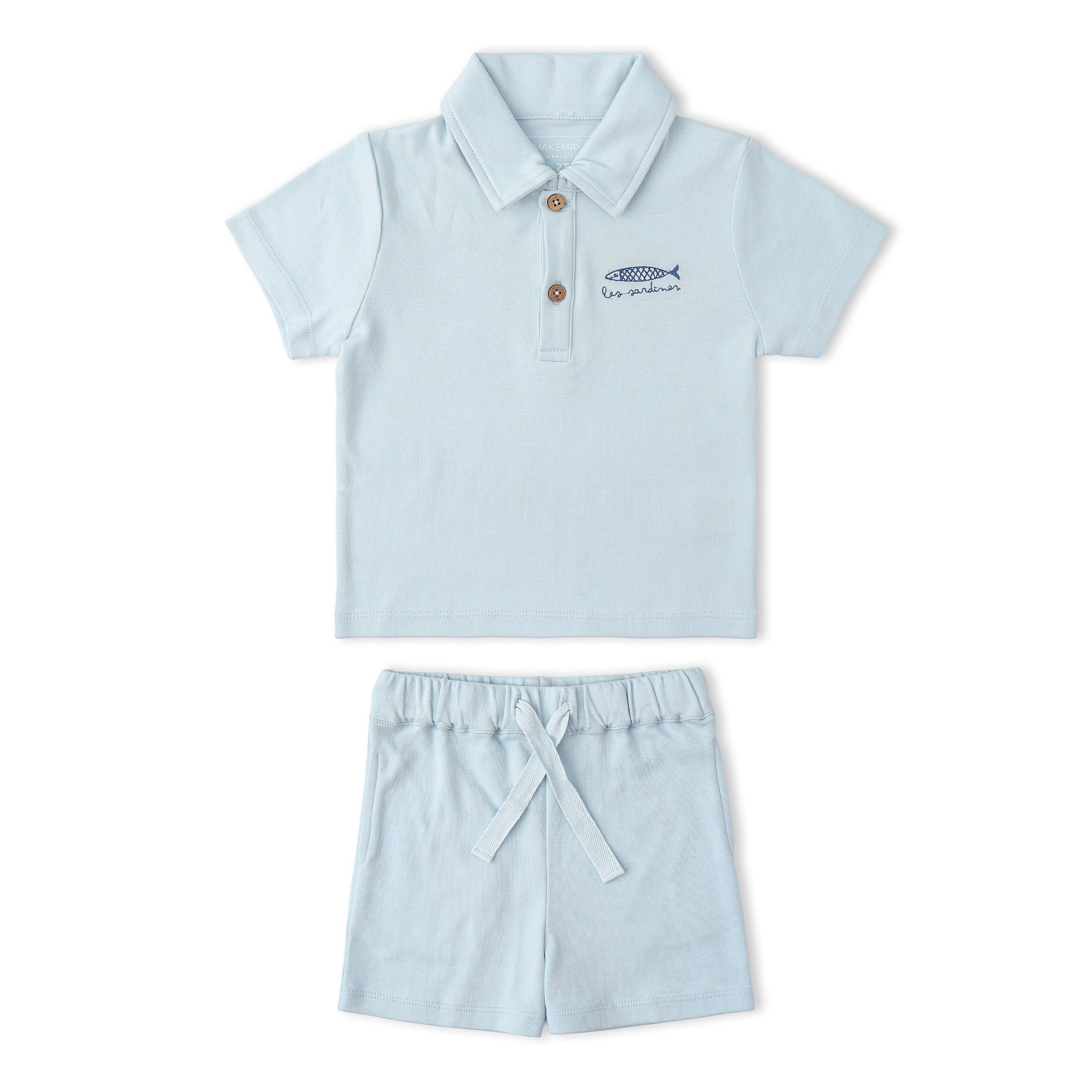 Makemake Organics - Organic Polo Shirt & Shorts Set - Light Blue