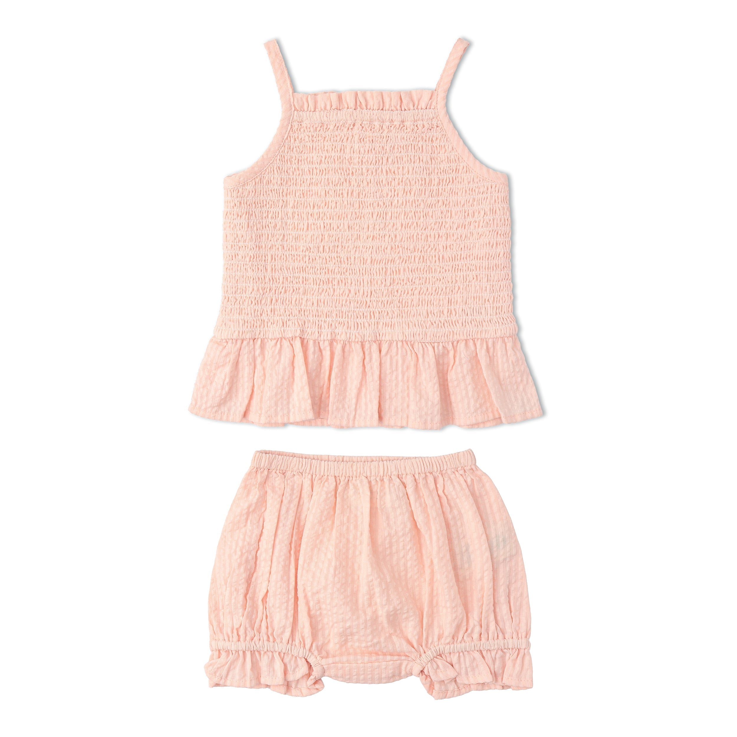 Makemake Organics - Organic Smocked Top And Bloomer Set - Blush