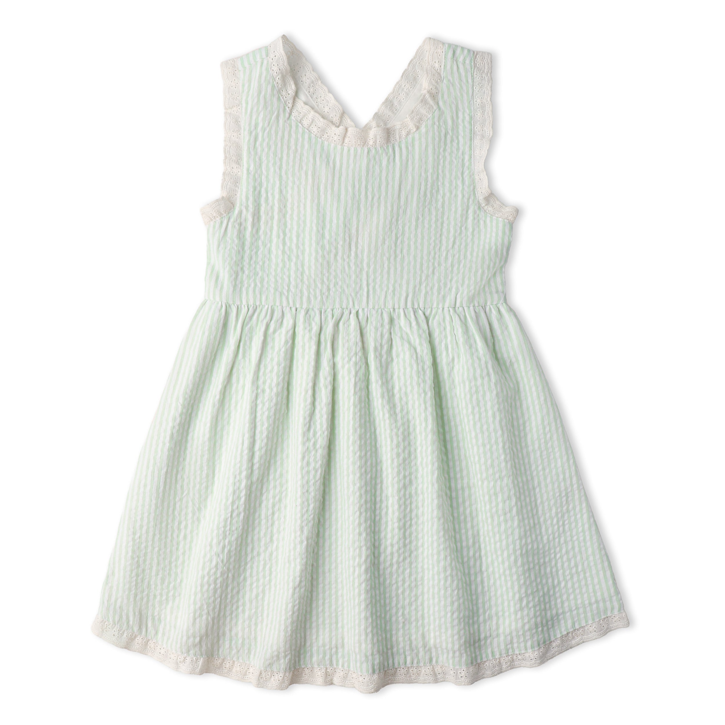 Makemake Organics - Organic Cross Back Dress - Basil Stripes