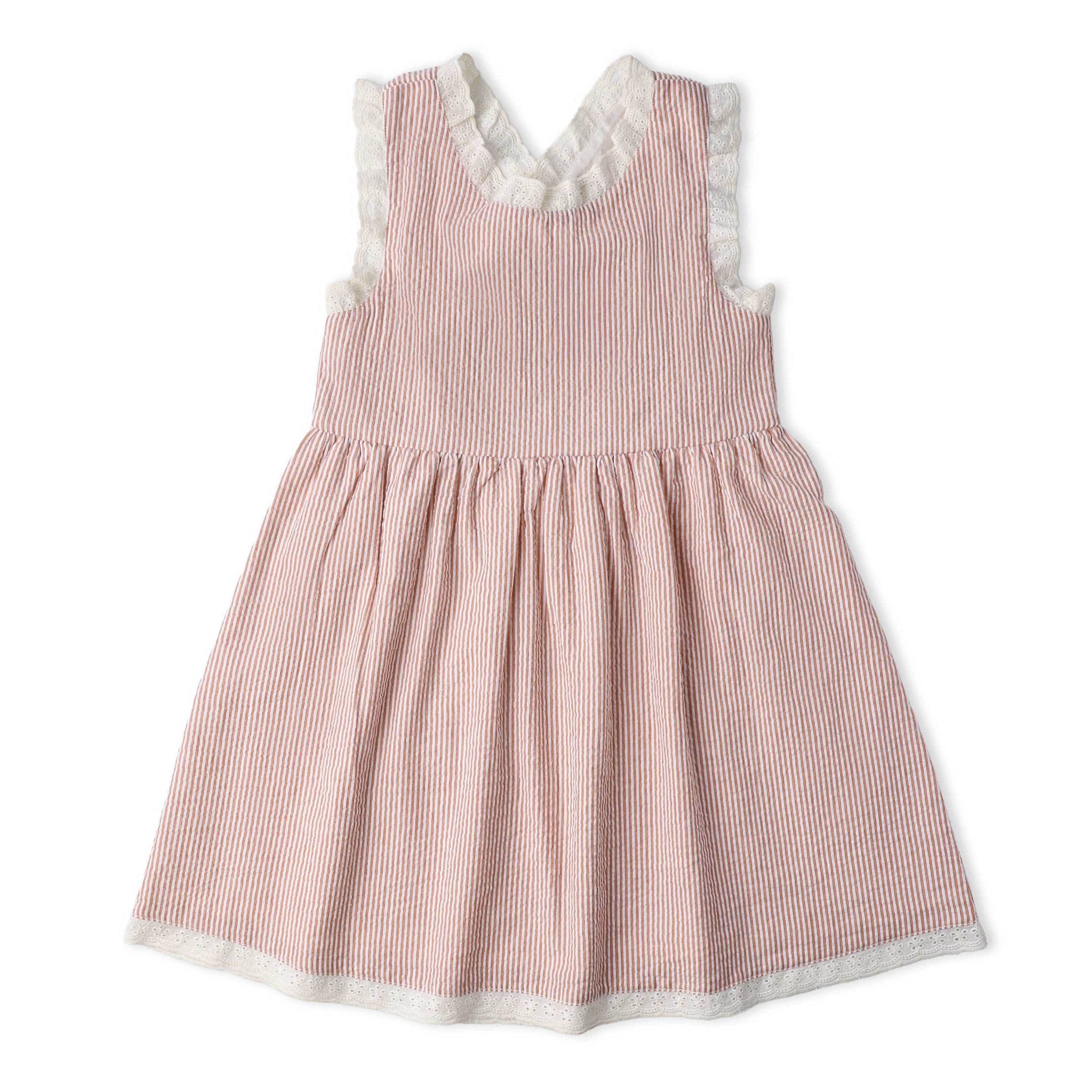 Makemake Organics - Organic Cross Back Dress - Coral Stripes