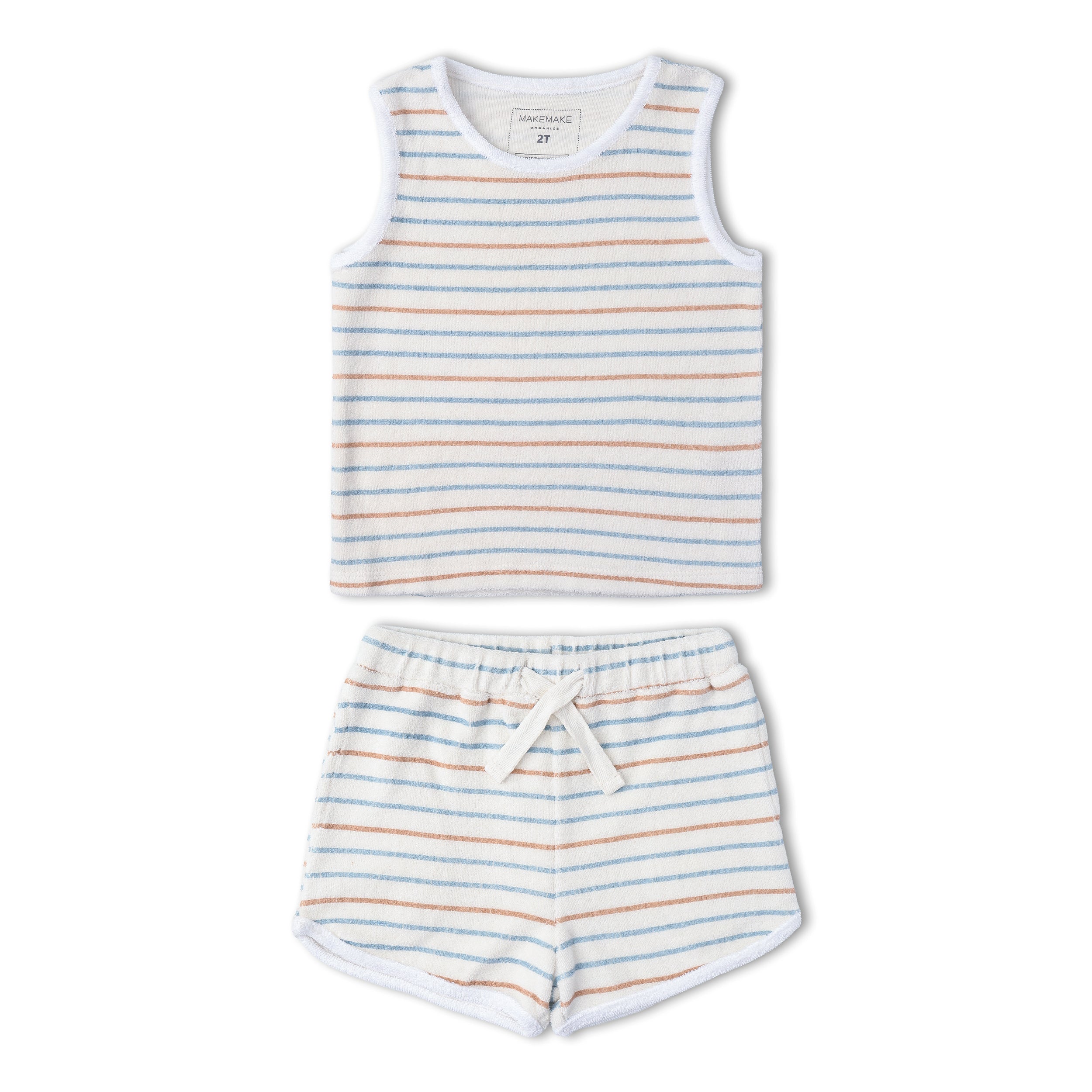 Makemake Organics - Organic Sleeveless Tee & Shorts Set - Cabana Stripes