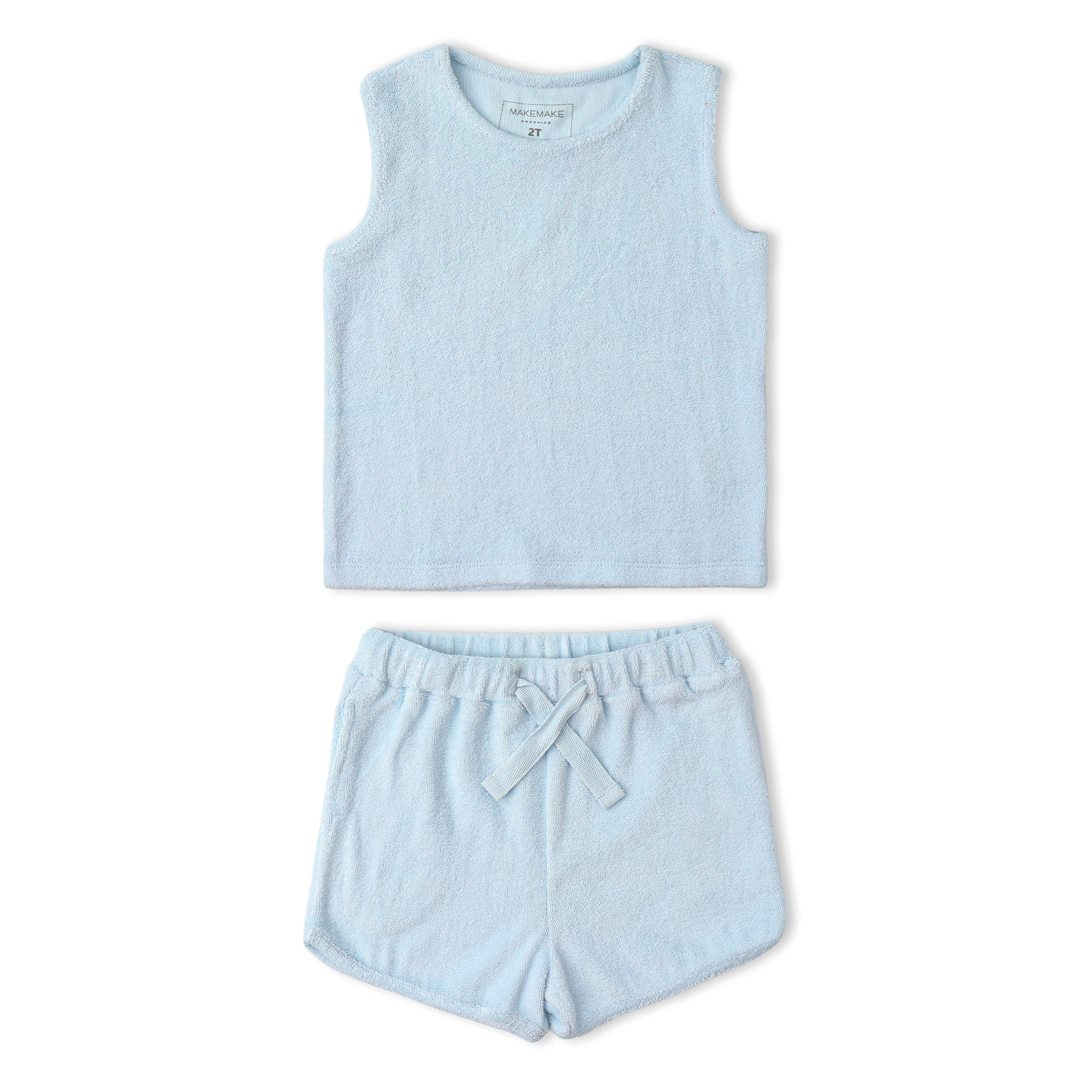 Makemake Organics - Organic Sleeveless Tee & Shorts Set - Light Blue