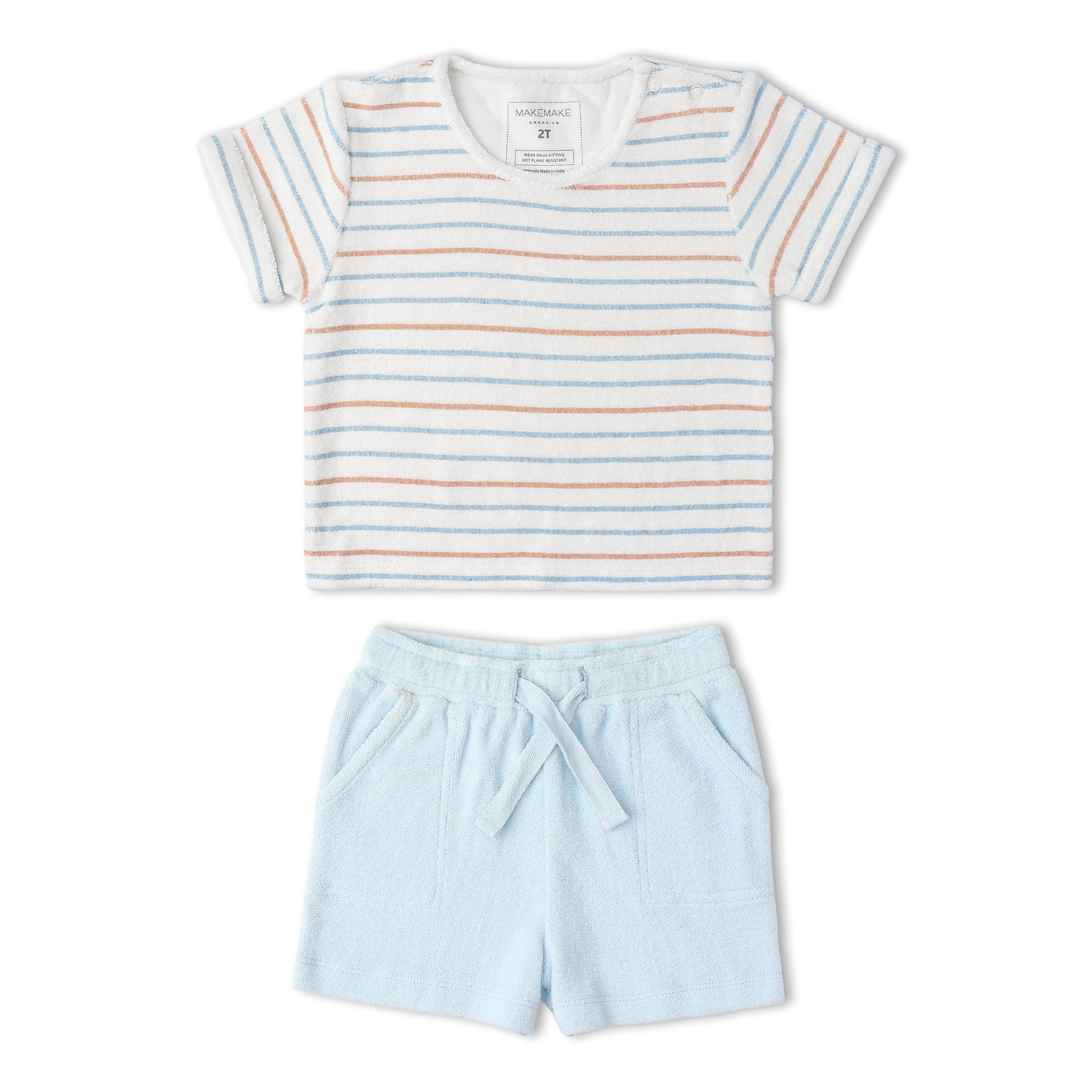 Makemake Organics - Organic Terry Tee & Shorts Set - Cabana Stripes