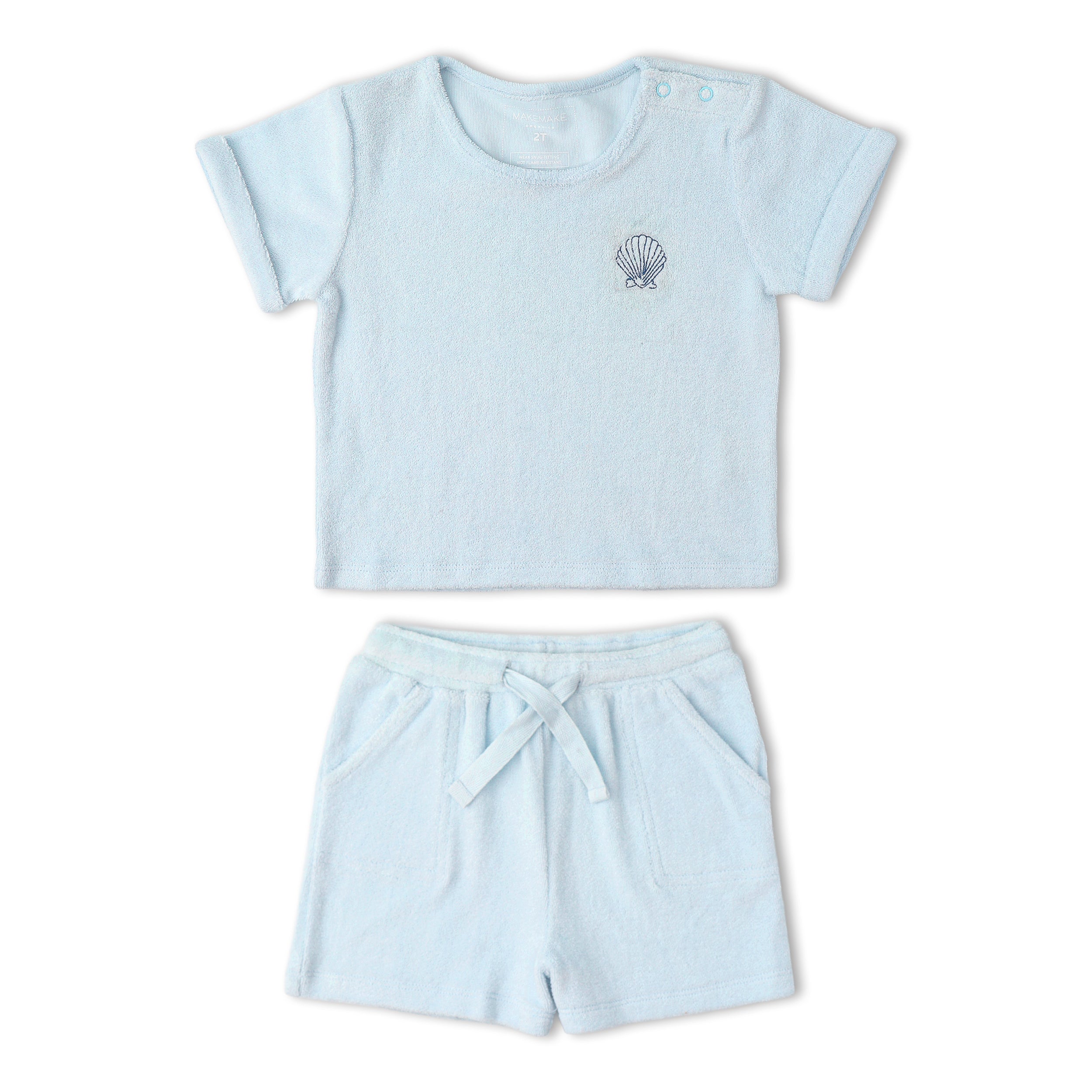 Makemake Organics - Organic Terry Tee & Shorts Set - Light Blue