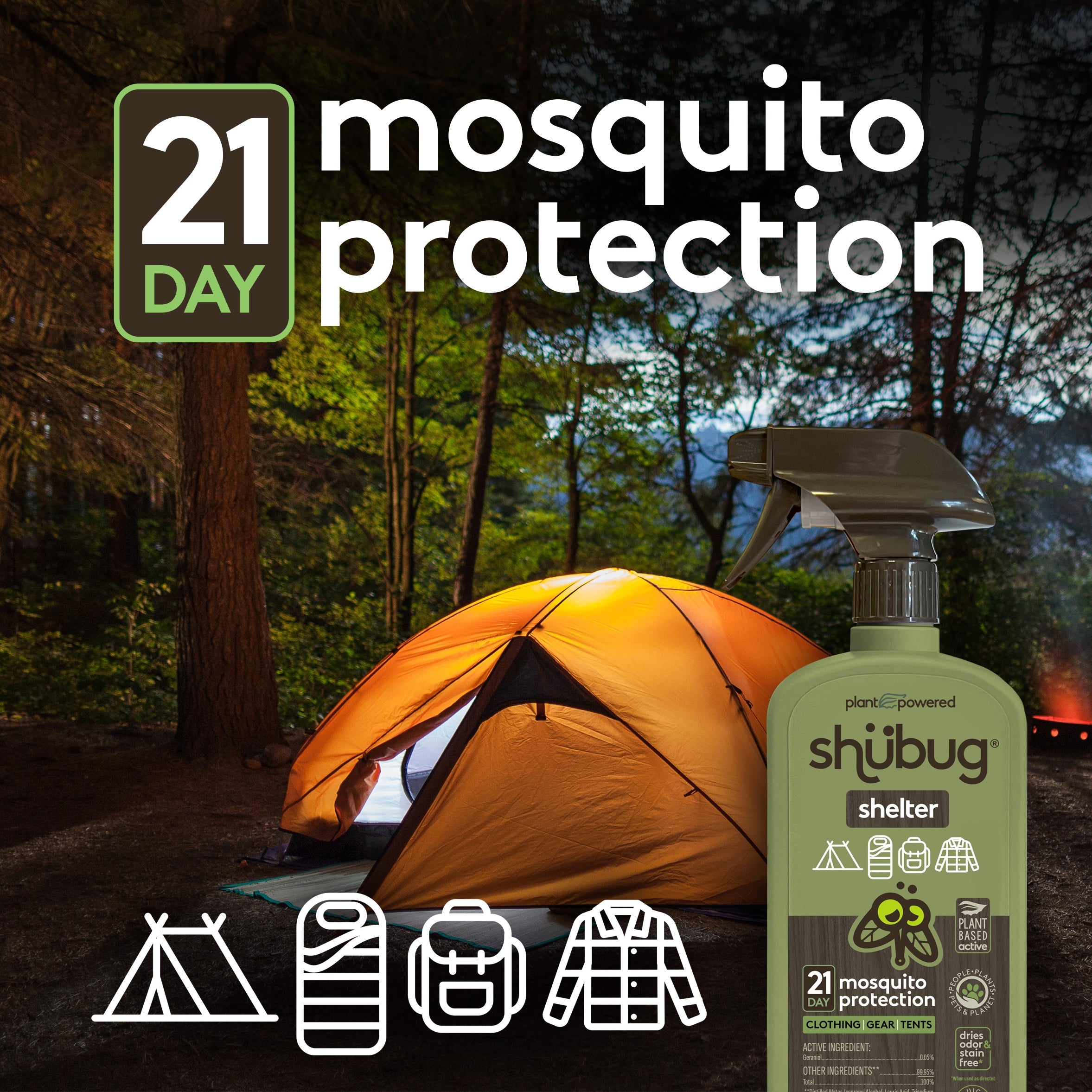 Shubug Shelter, Mosquito Protection for Clothing, Gear, Tents, 24 oz.