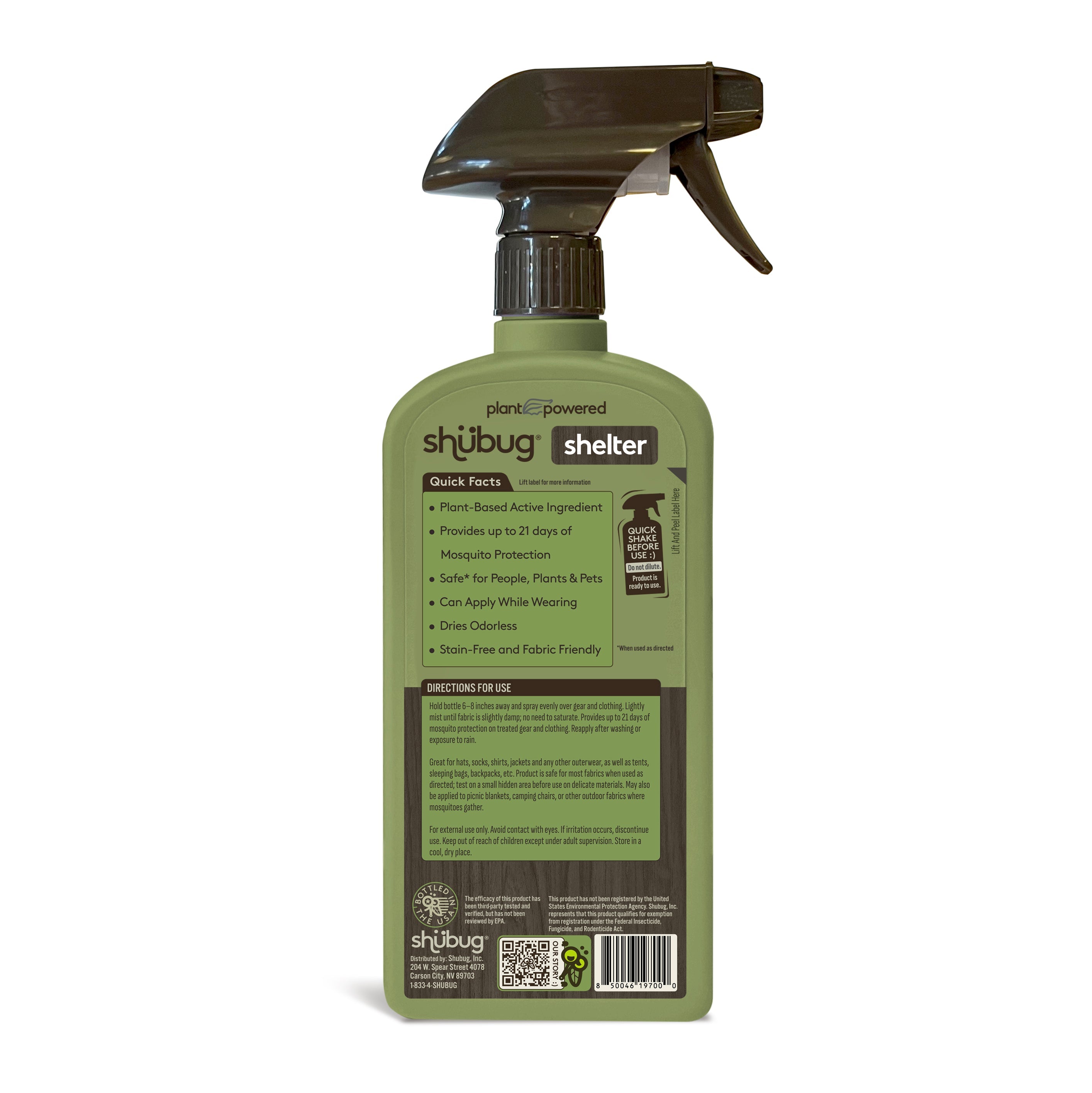 Shubug Shelter, Mosquito Protection for Clothing, Gear, Tents, 24 oz.