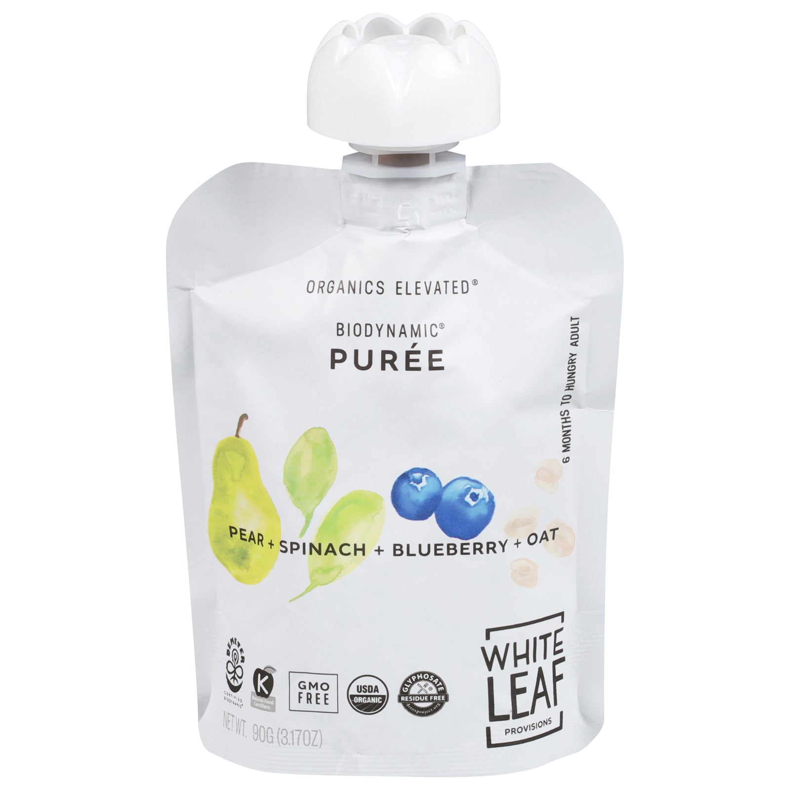 White Leaf Provisions Organic Spinach Blueberry Baby Food, Stage 2, 6-3.17 Oz Pouches