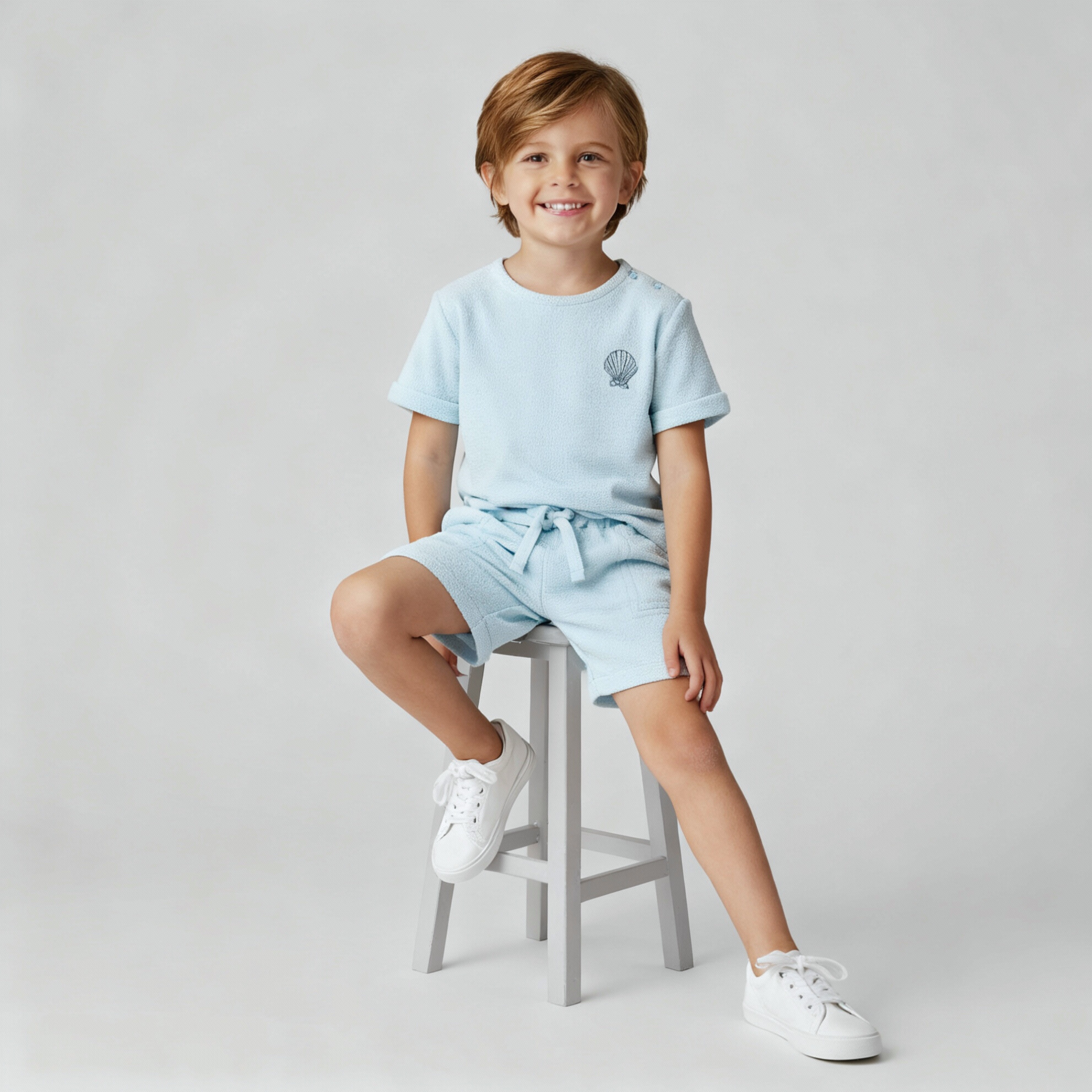 Makemake Organics - Organic Terry Tee & Shorts Set - Light Blue