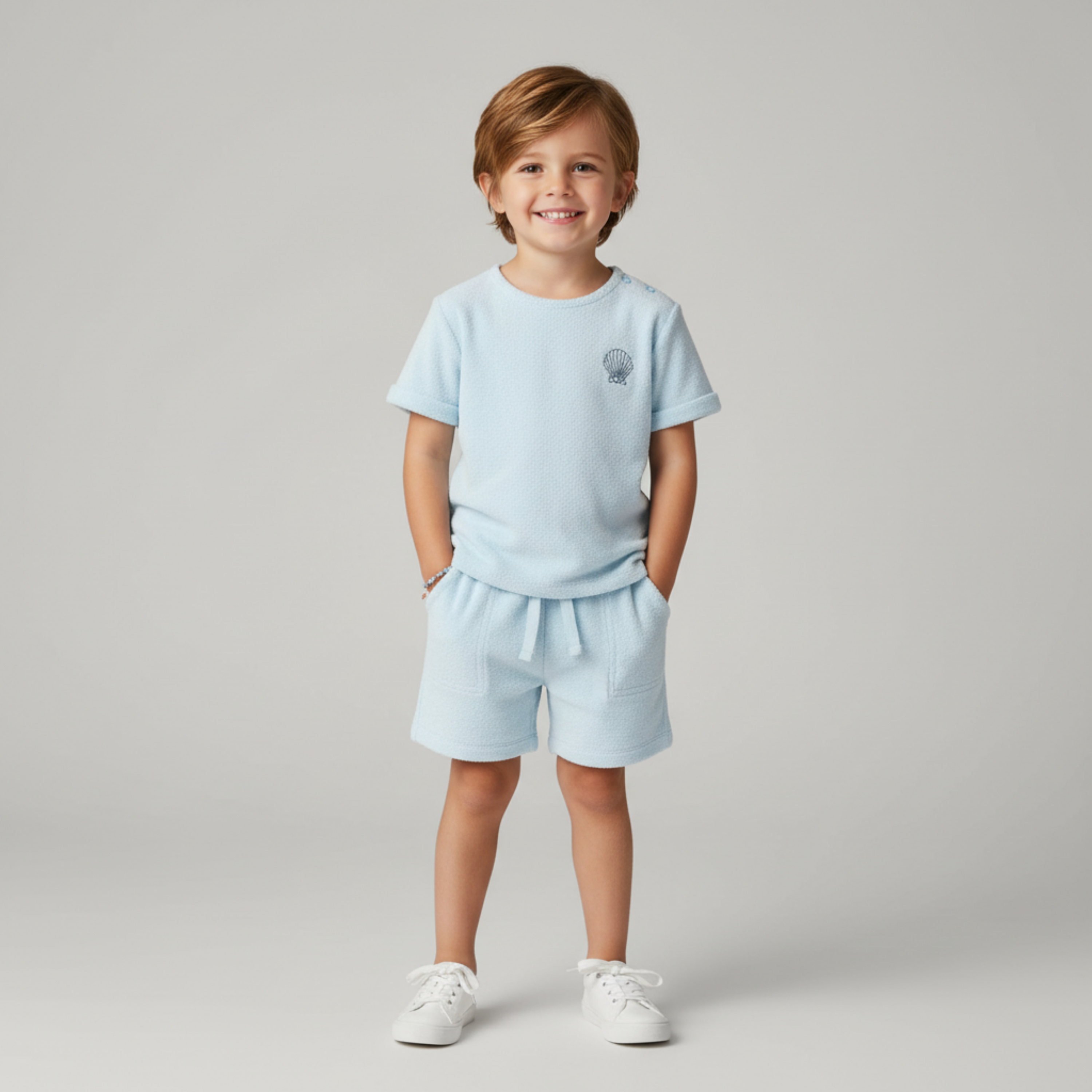 Makemake Organics - Organic Terry Tee & Shorts Set - Light Blue