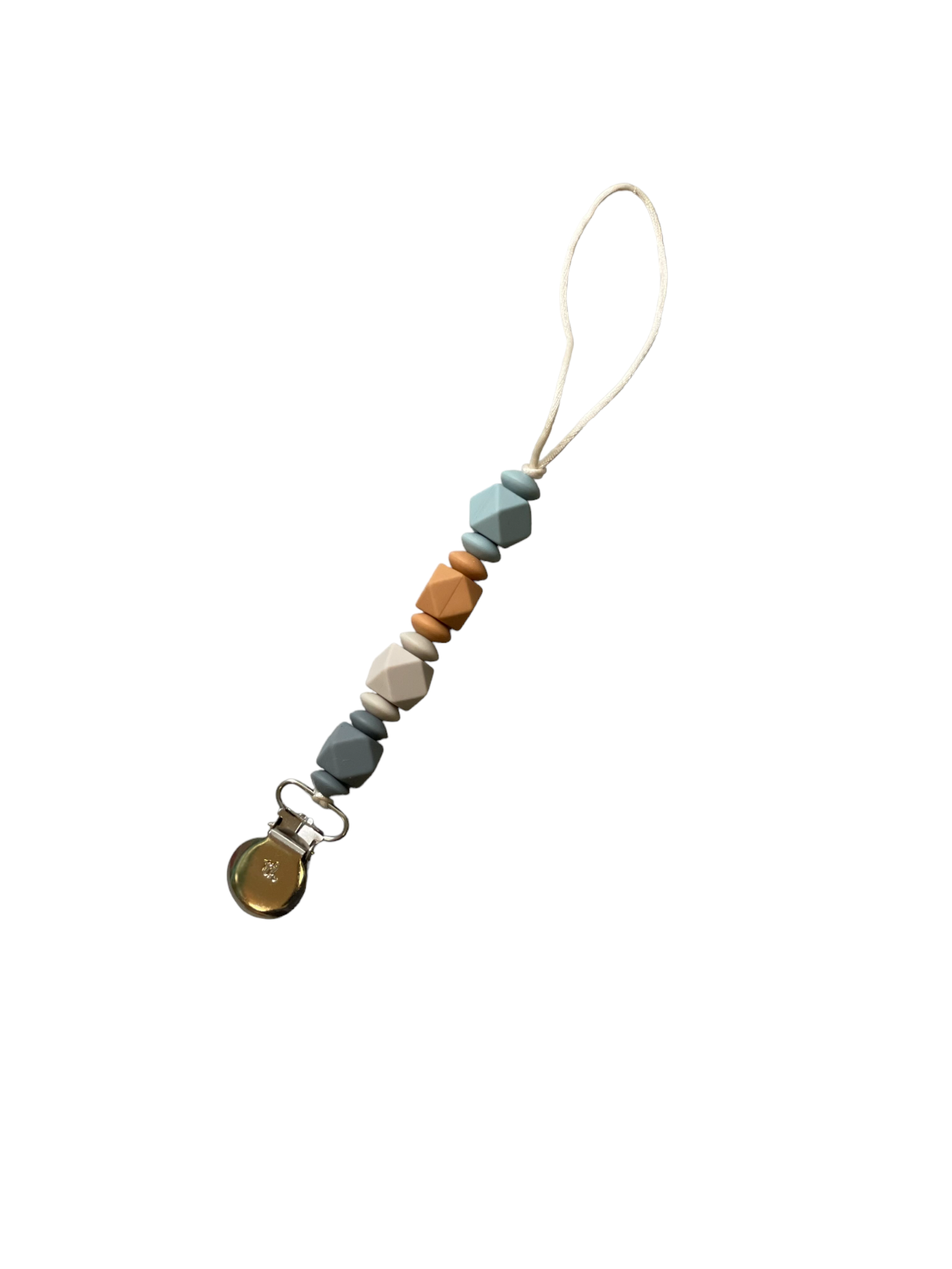Phone charm with colorful beads on a white background