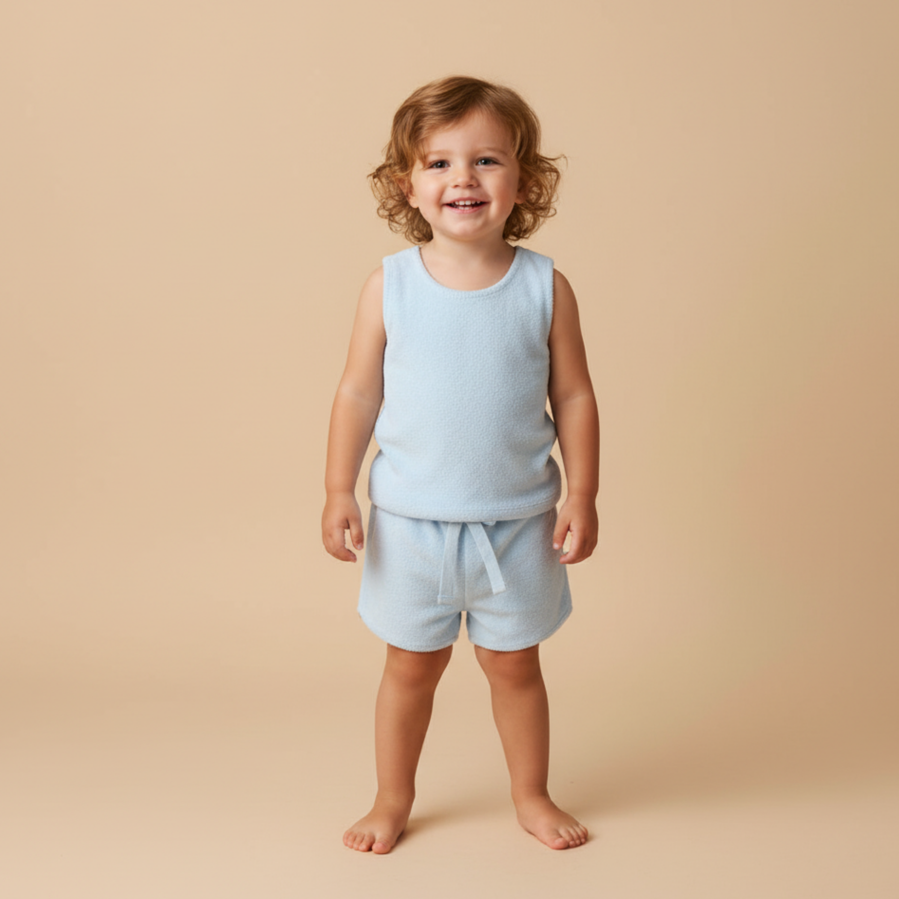 Makemake Organics - Organic Sleeveless Tee & Shorts Set - Light Blue