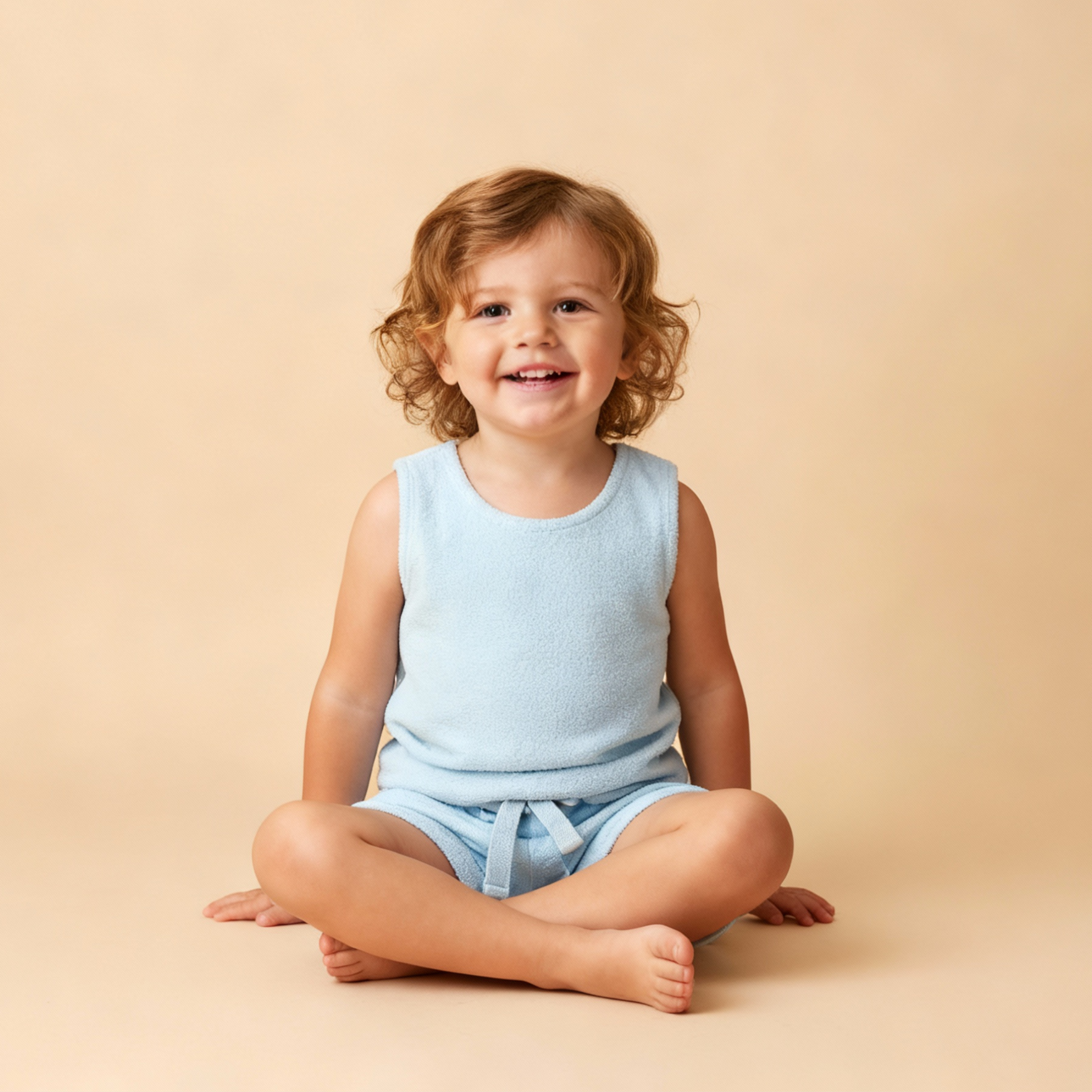 Makemake Organics - Organic Sleeveless Tee & Shorts Set - Light Blue