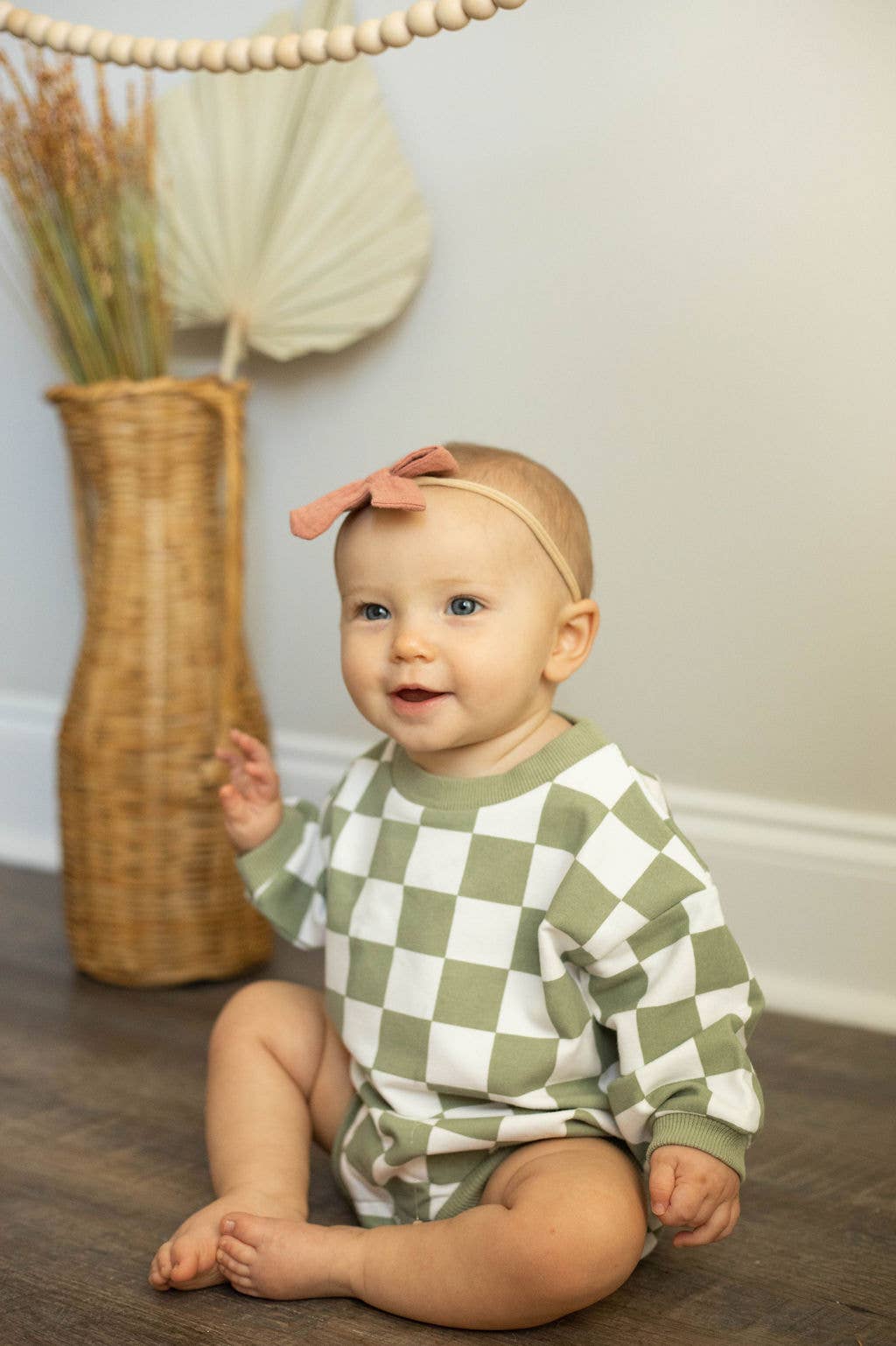 Little Organic Company Checkered Oversized Bubble Romper